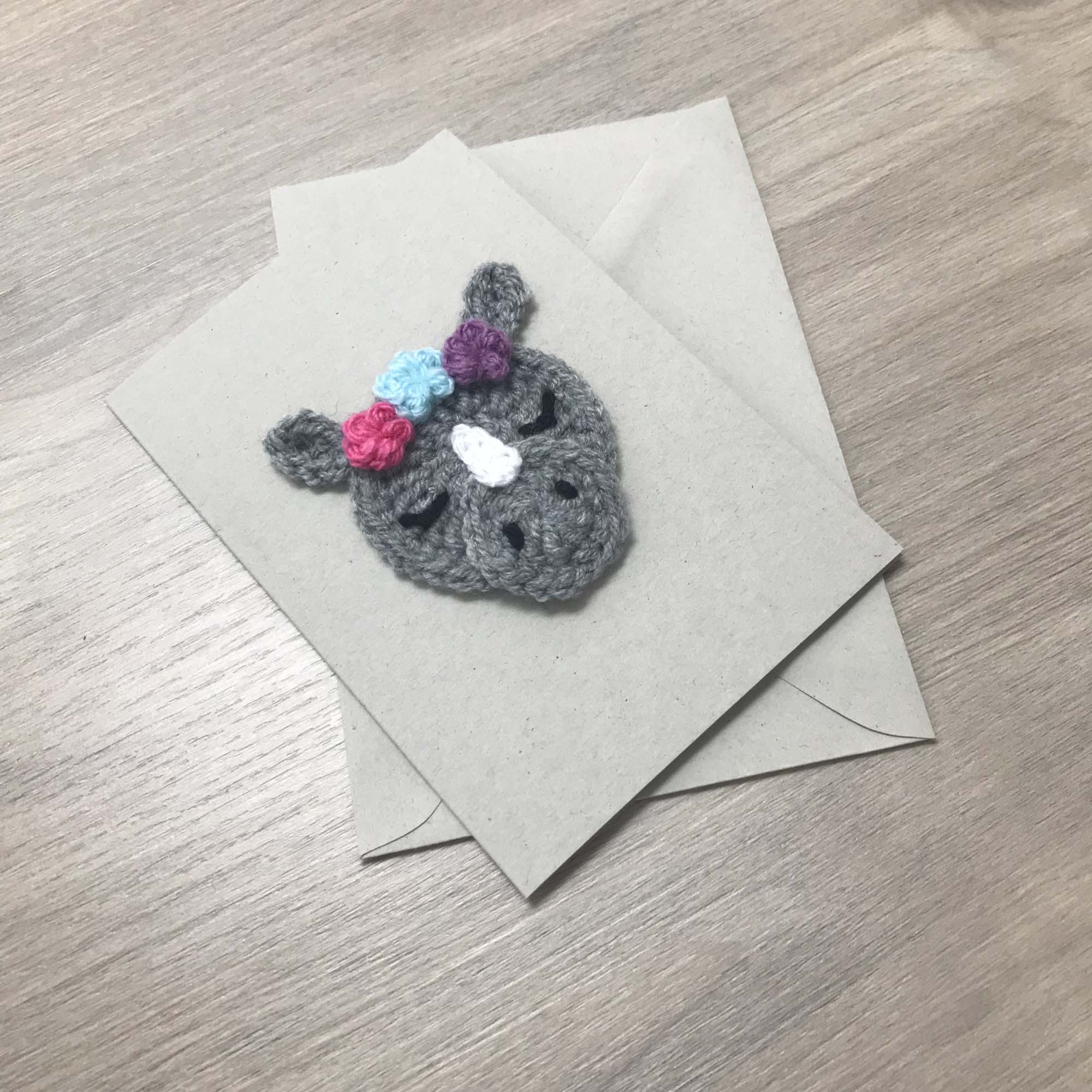 Crochet Rhino 100% Recycled Greetings Card