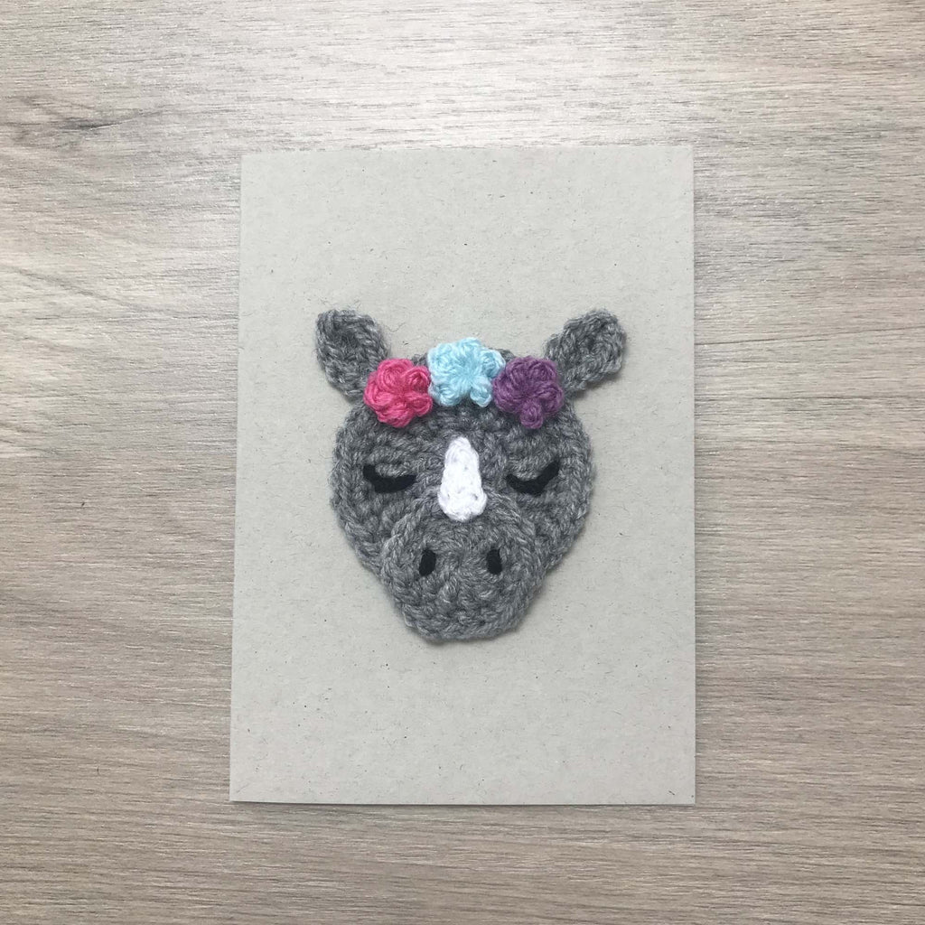 Crochet Rhino 100% Recycled Greetings Card