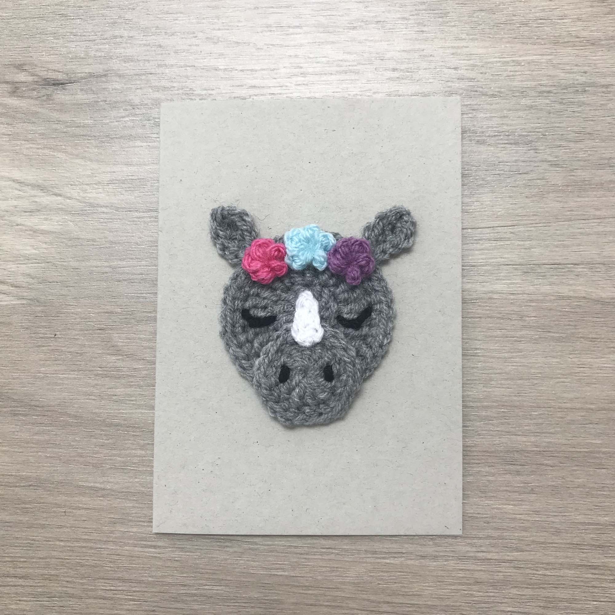 Crochet Rhino 100% Recycled Greetings Card