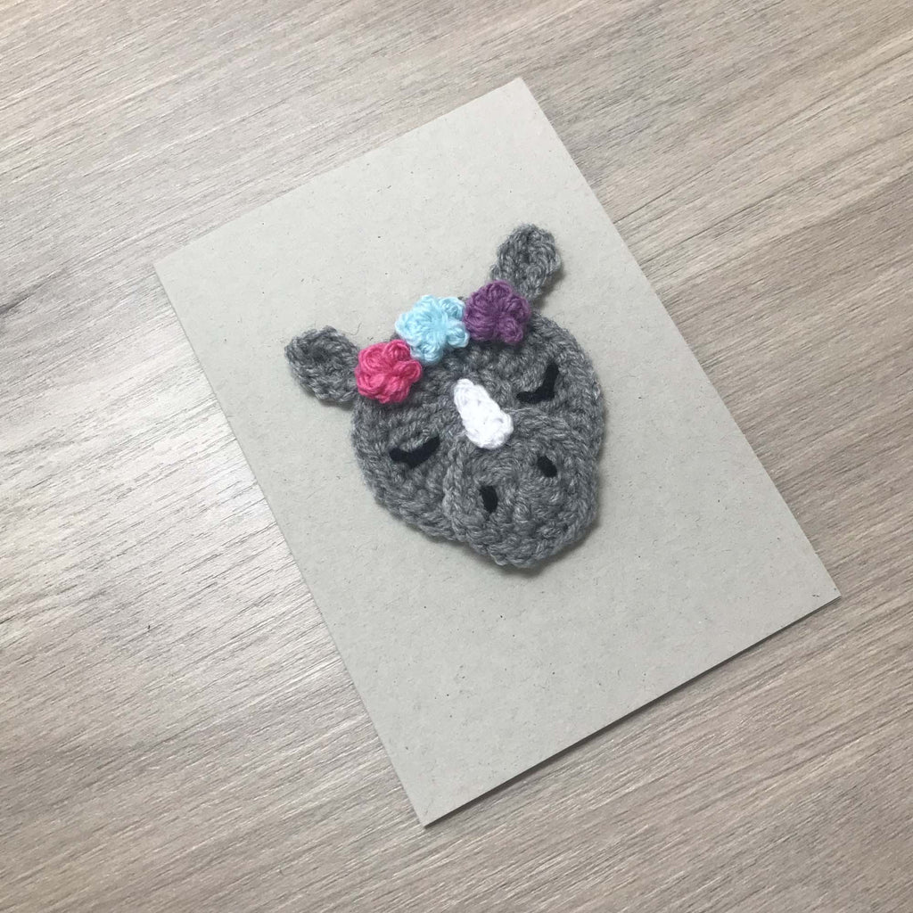 Crochet Rhino 100% Recycled Greetings Card