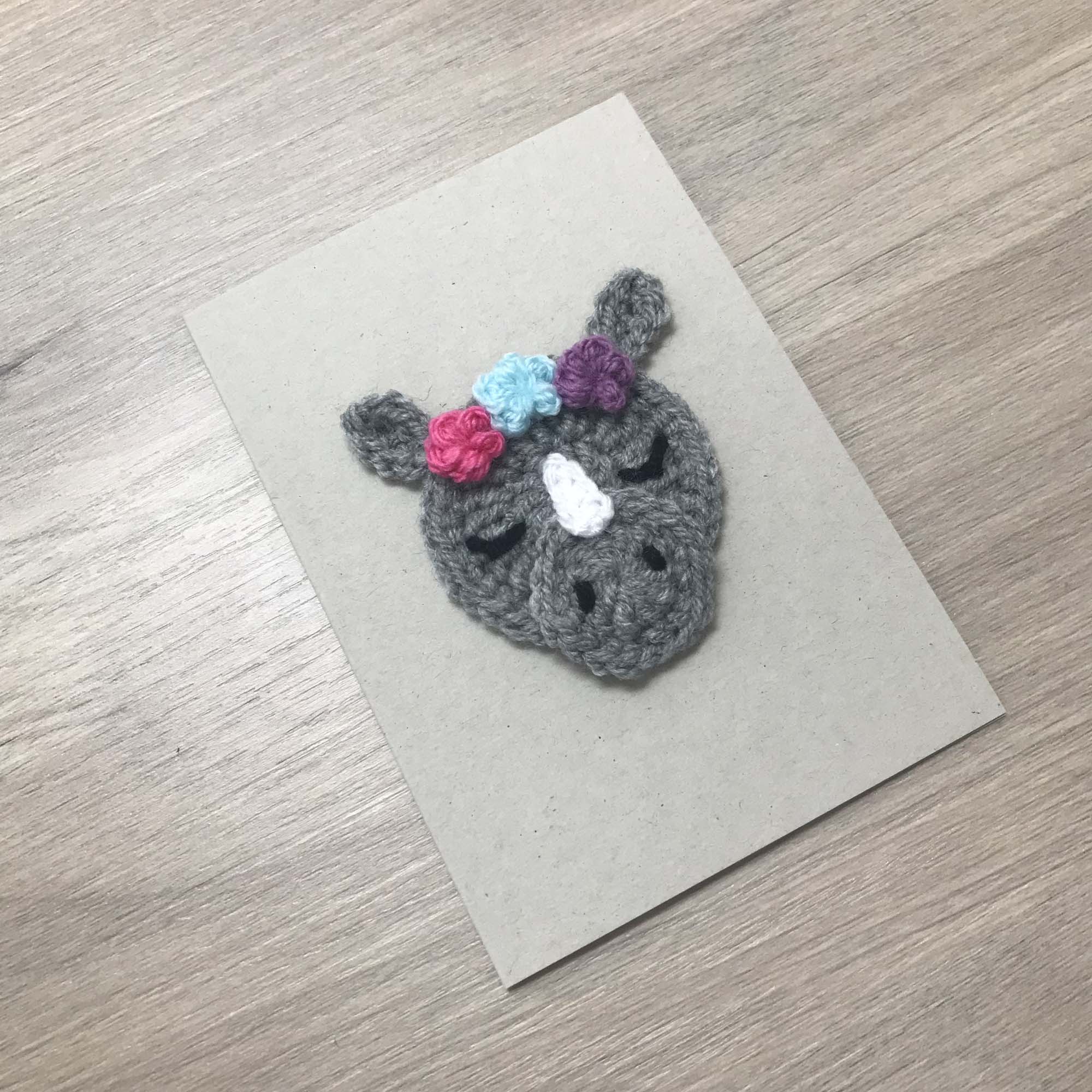 Crochet Rhino 100% Recycled Greetings Card