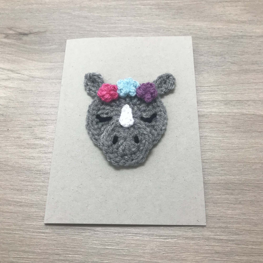 Crochet Rhino 100% Recycled Greetings Card
