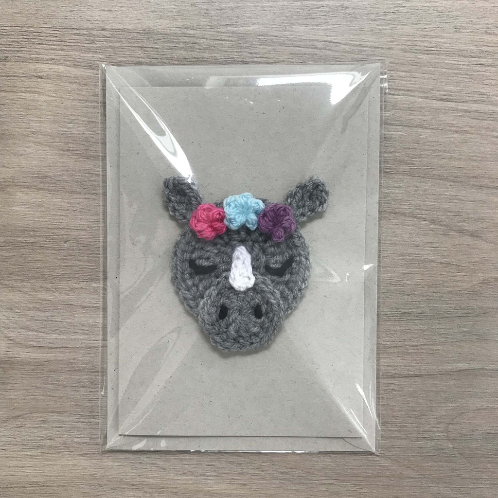 Crochet Rhino 100% Recycled Greetings Card