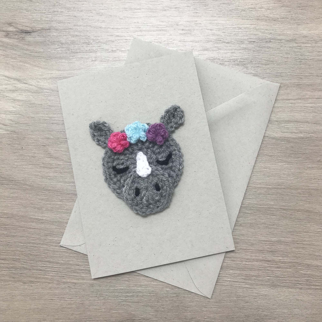 Crochet Rhino 100% Recycled Greetings Card