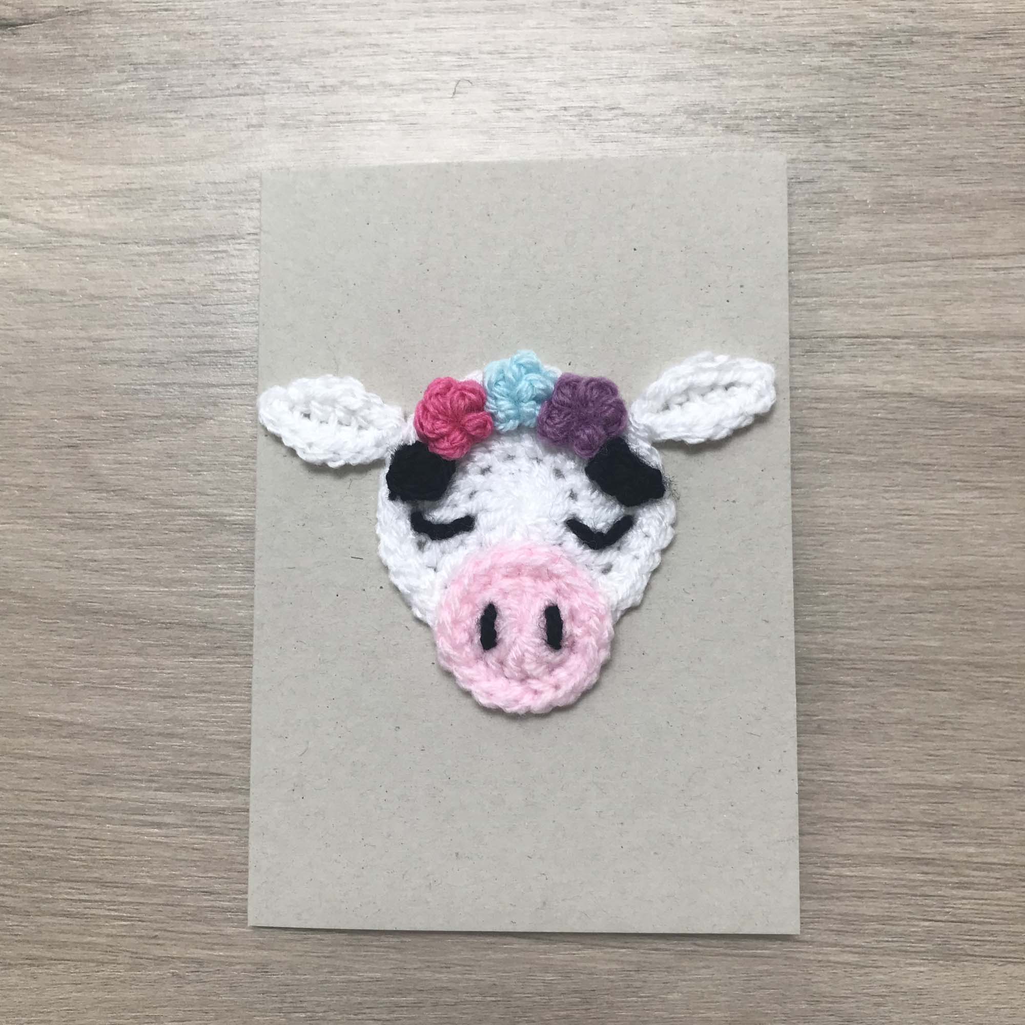 Crochet Cow 100% Recycled Greetings Card
