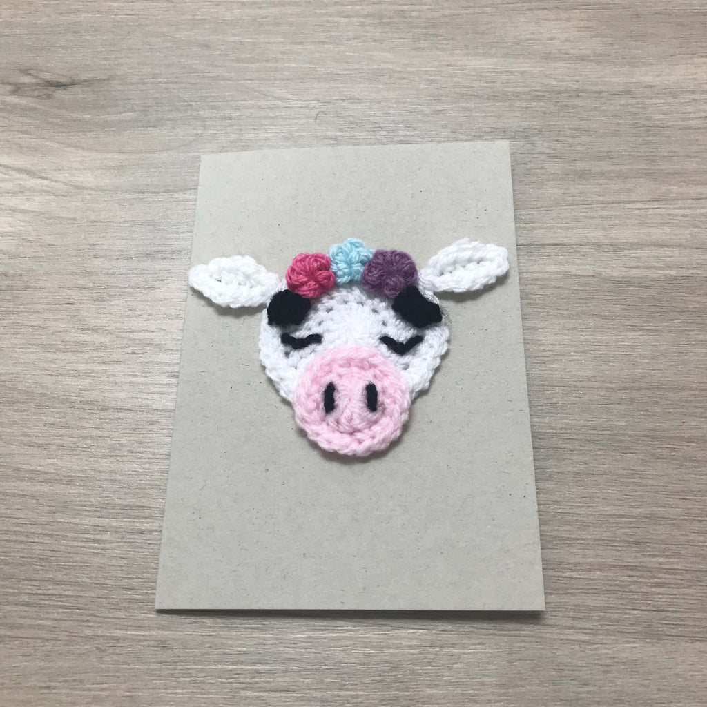 Crochet Cow 100% Recycled Greetings Card