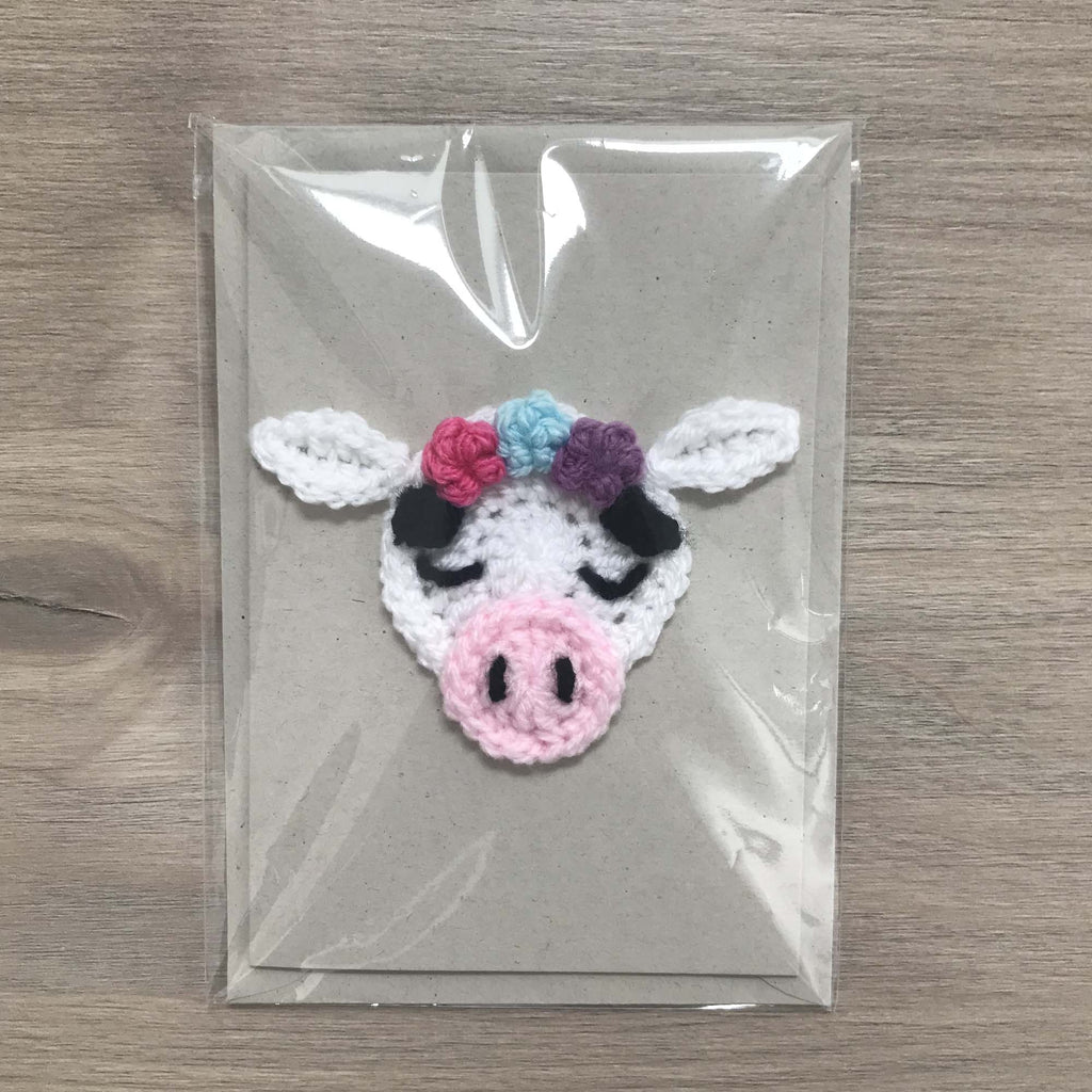 Crochet Cow 100% Recycled Greetings Card