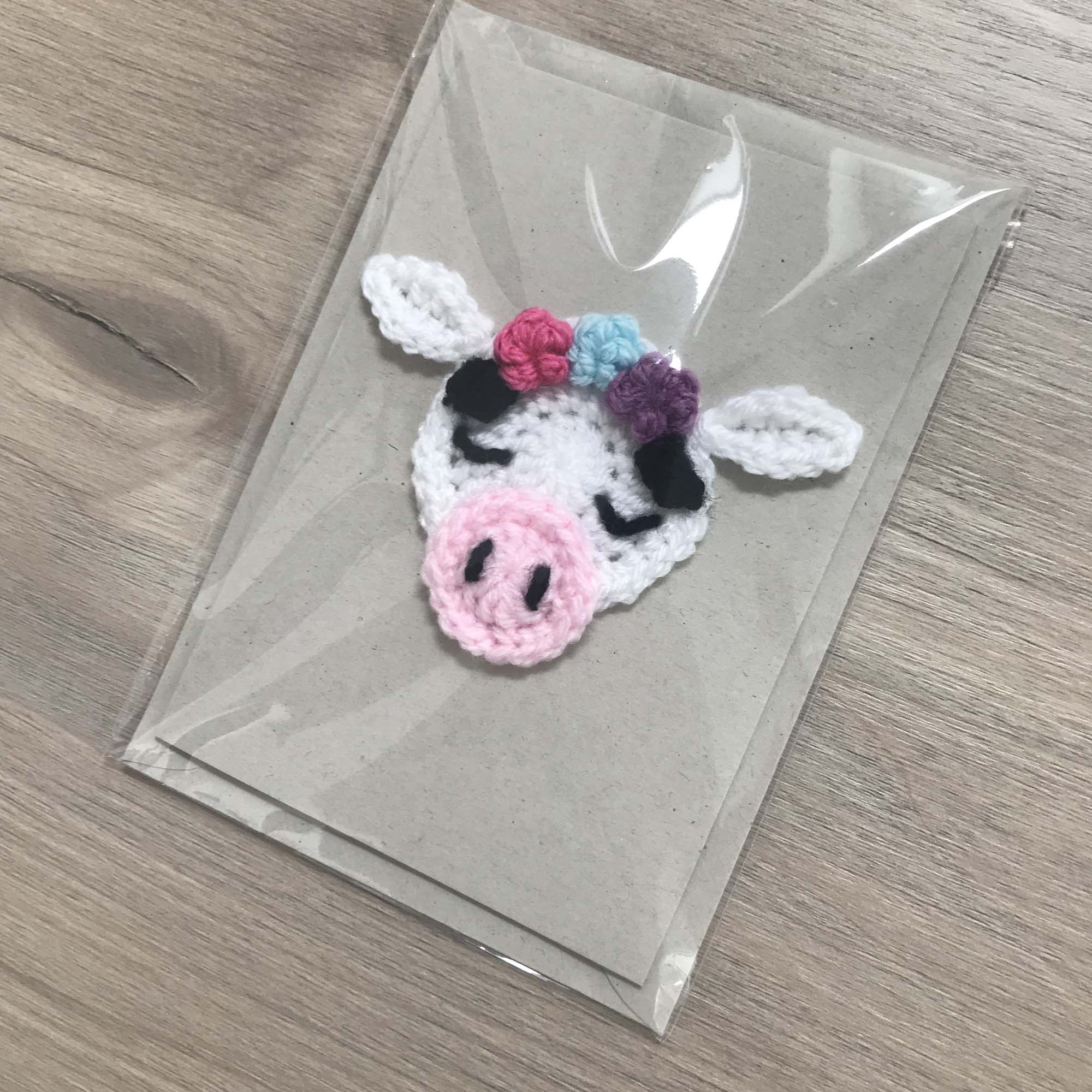 Crochet Cow 100% Recycled Greetings Card