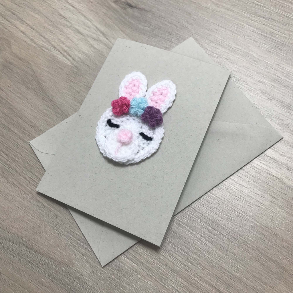 Crochet Bunny Rabbit 100% Recycled Greetings Card