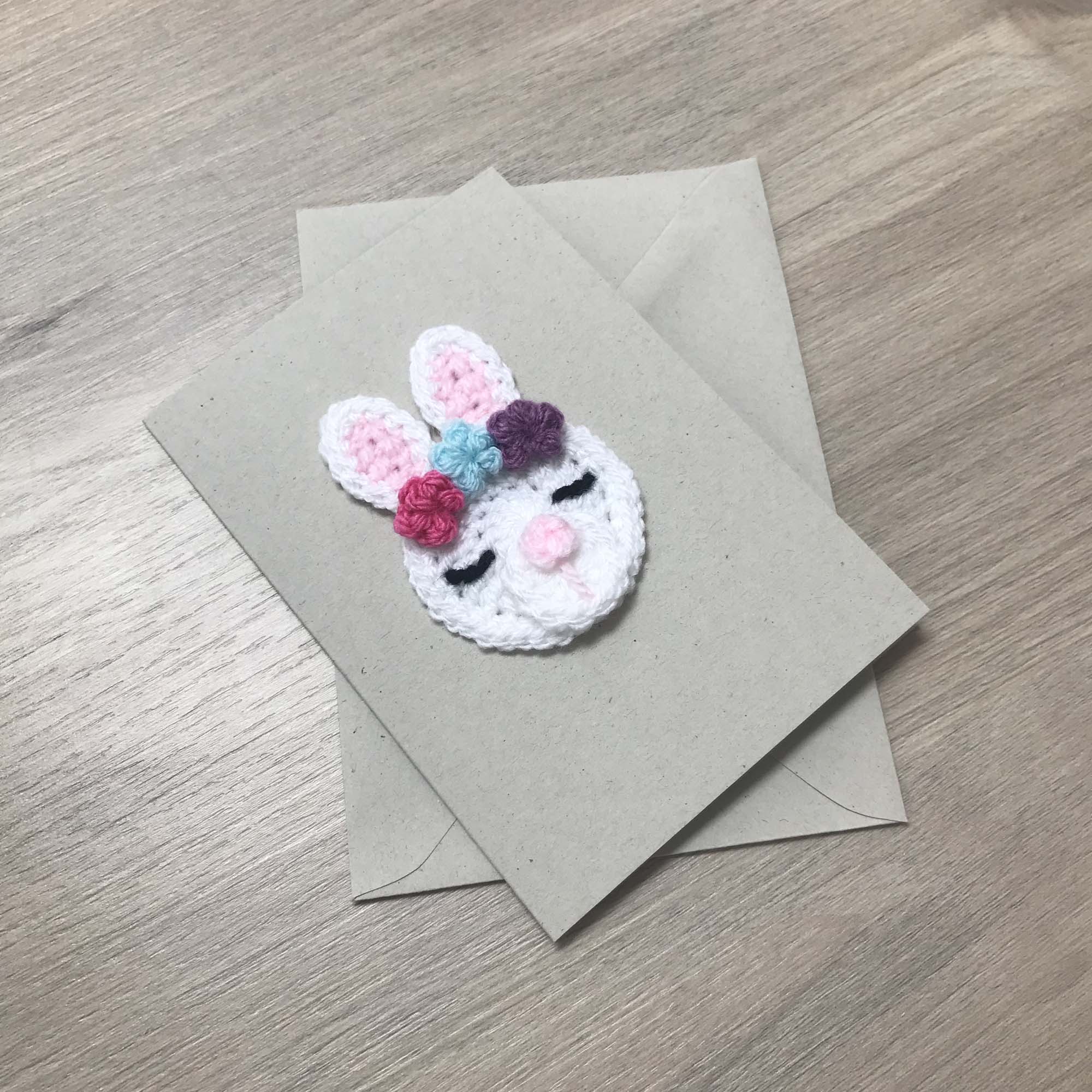 Crochet Bunny Rabbit 100% Recycled Greetings Card