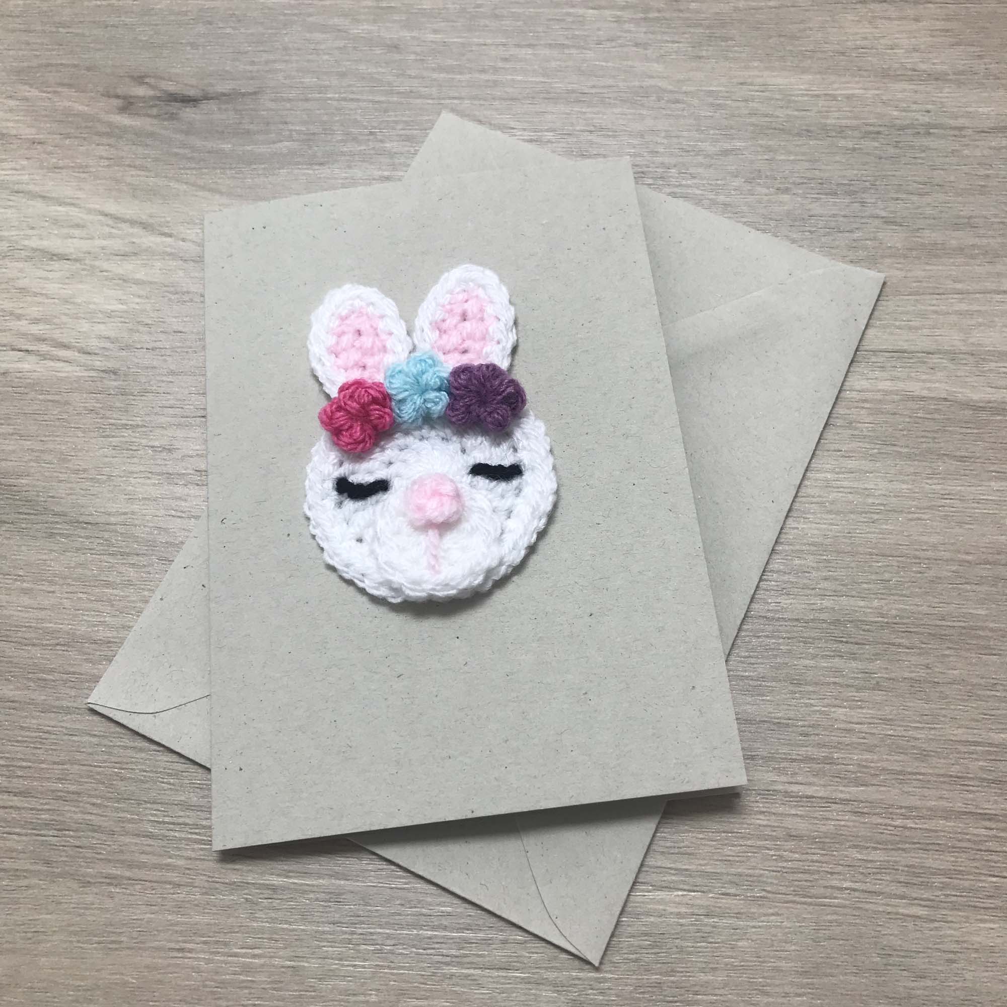 Crochet Bunny Rabbit 100% Recycled Greetings Card