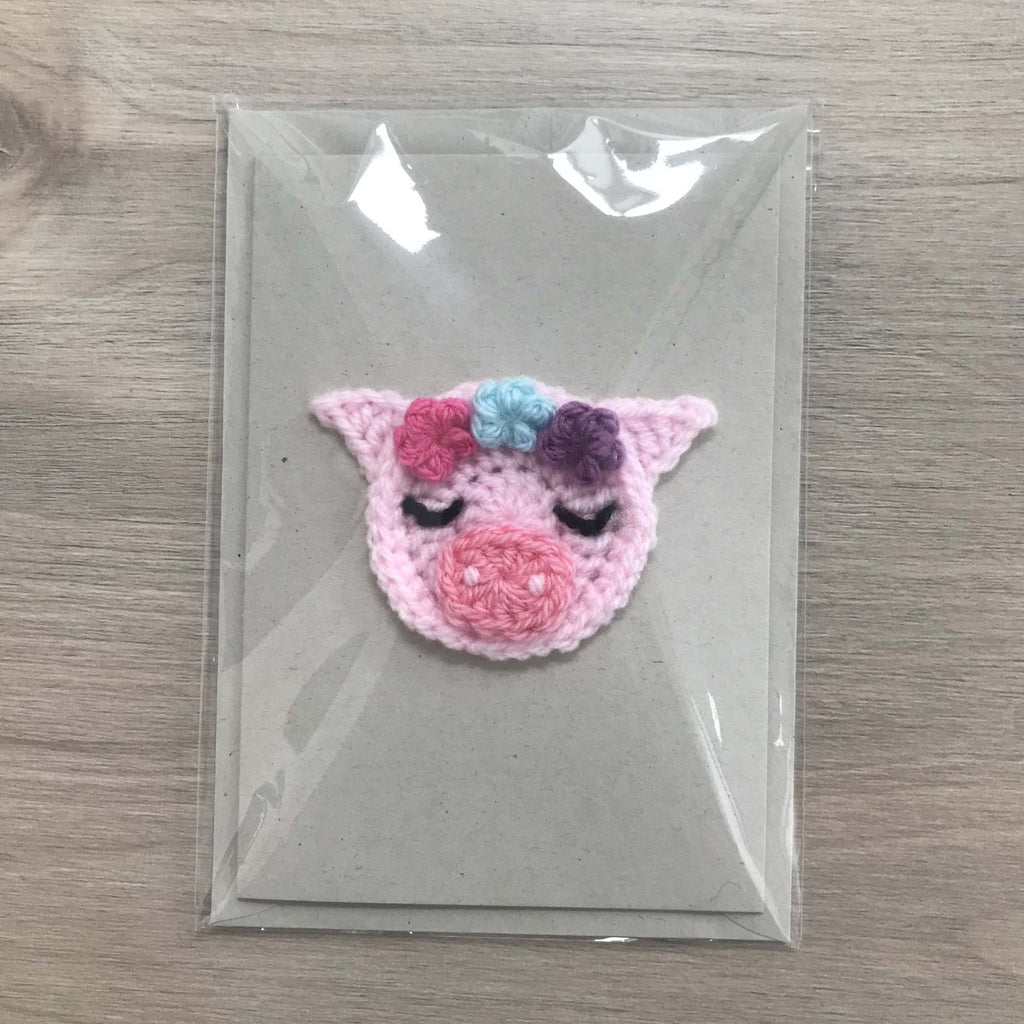 Crochet Pig 100% Recycled Greetings Card