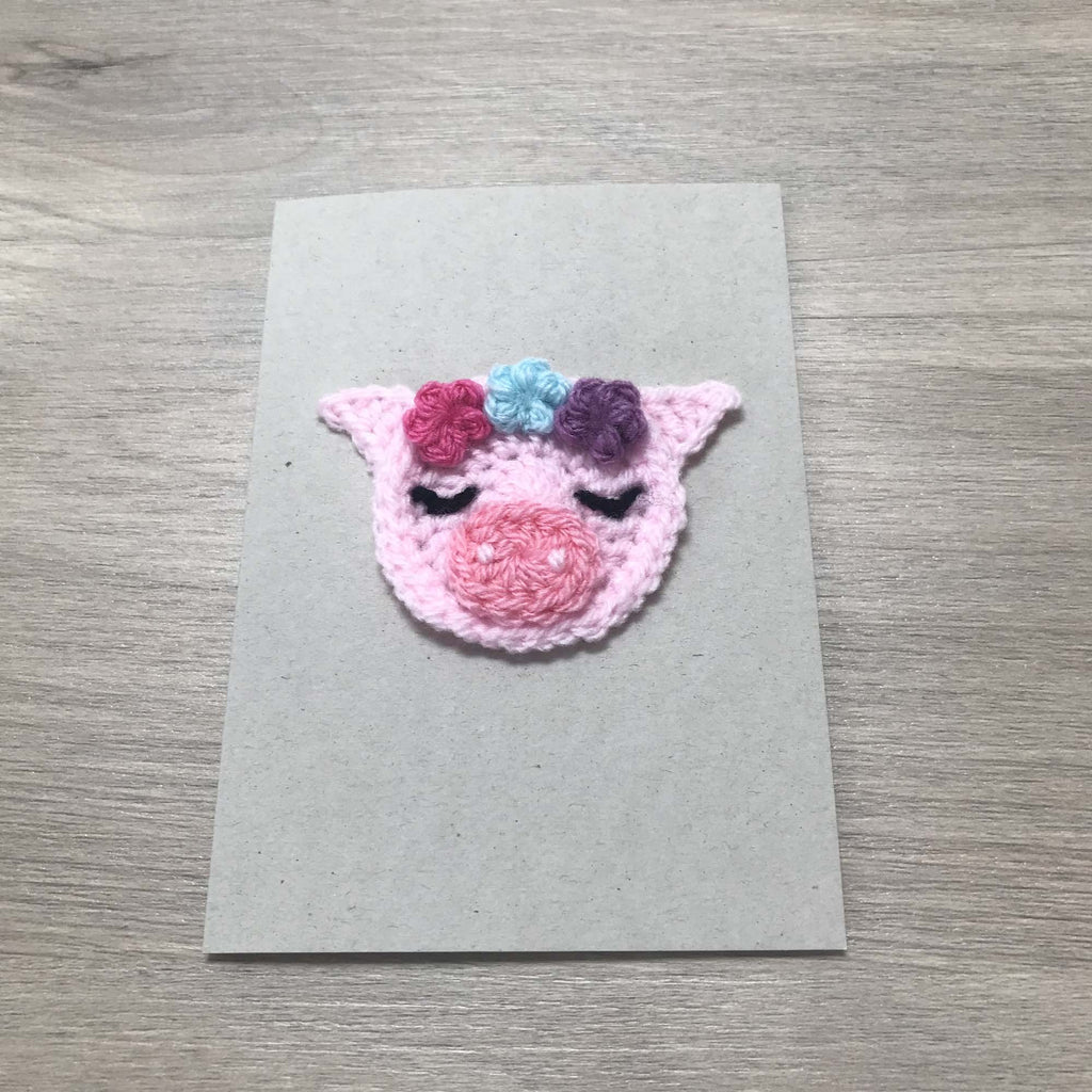 Crochet Pig 100% Recycled Greetings Card