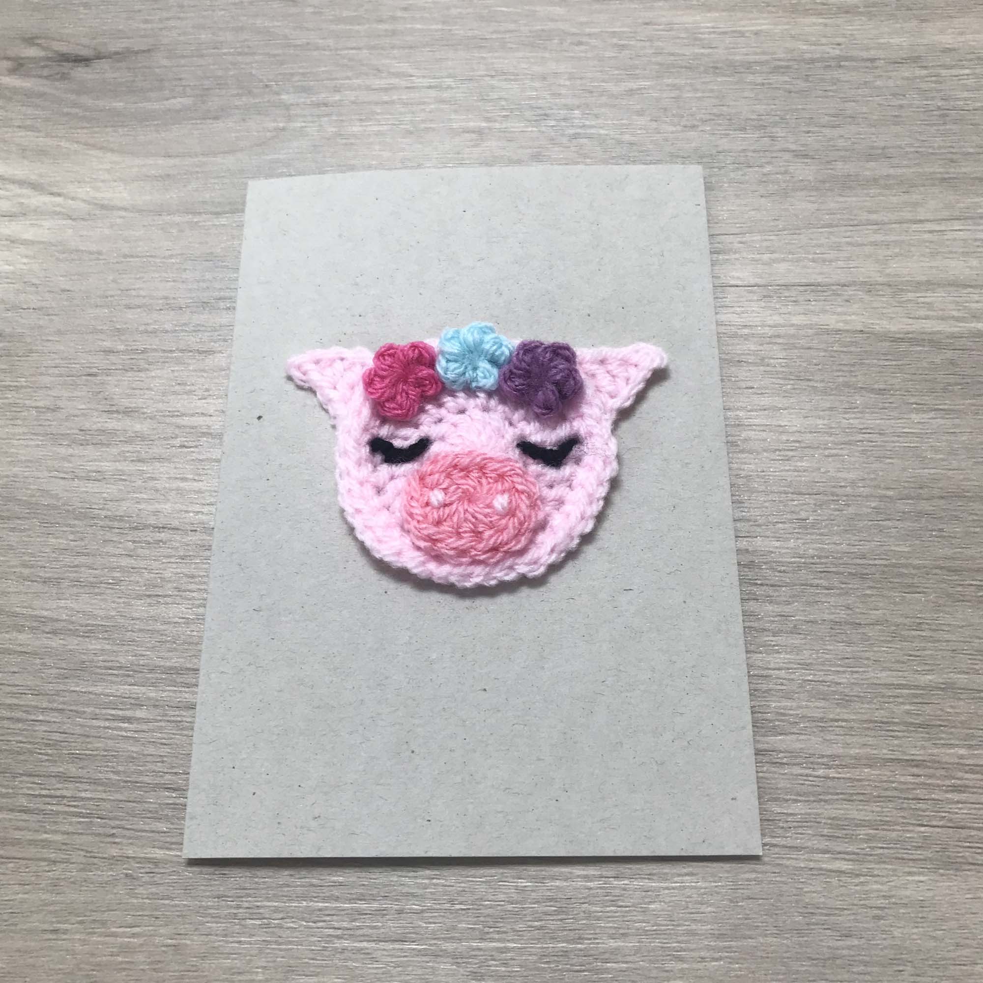 Crochet Pig 100% Recycled Greetings Card