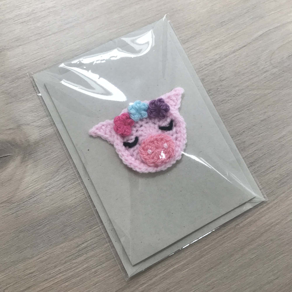 Crochet Pig 100% Recycled Greetings Card