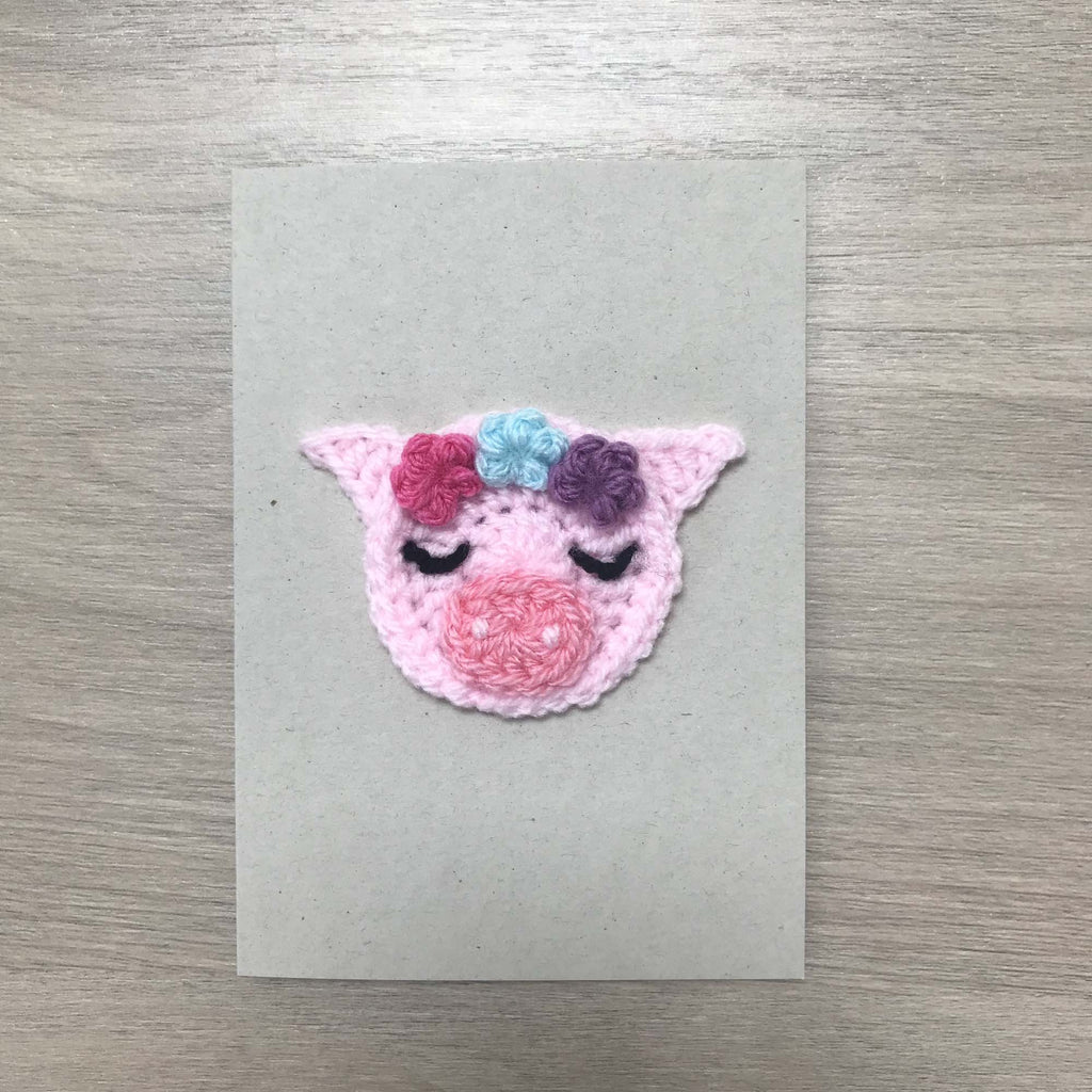 Crochet Pig 100% Recycled Greetings Card