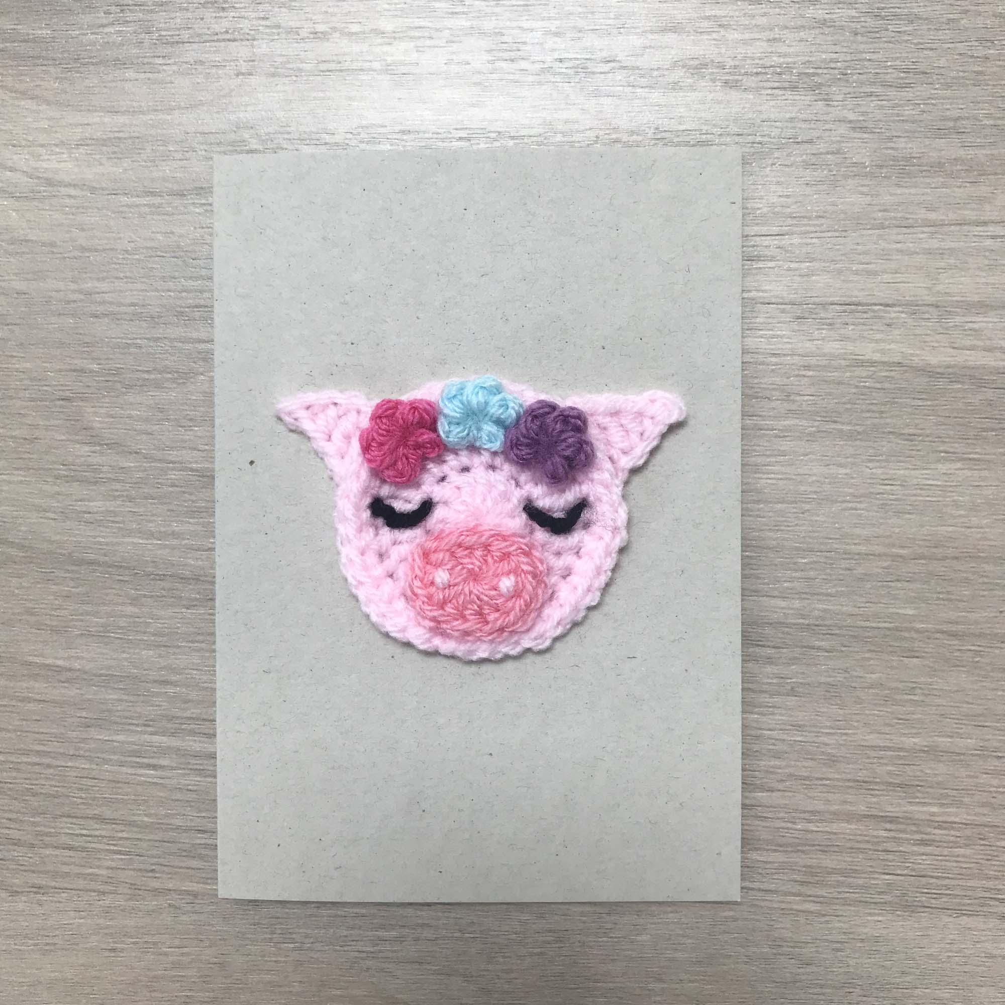 Crochet Pig 100% Recycled Greetings Card