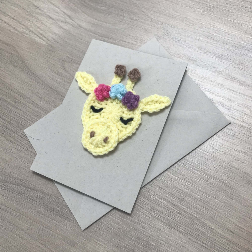 Crochet Giraffe 100% Recycled Greetings Card