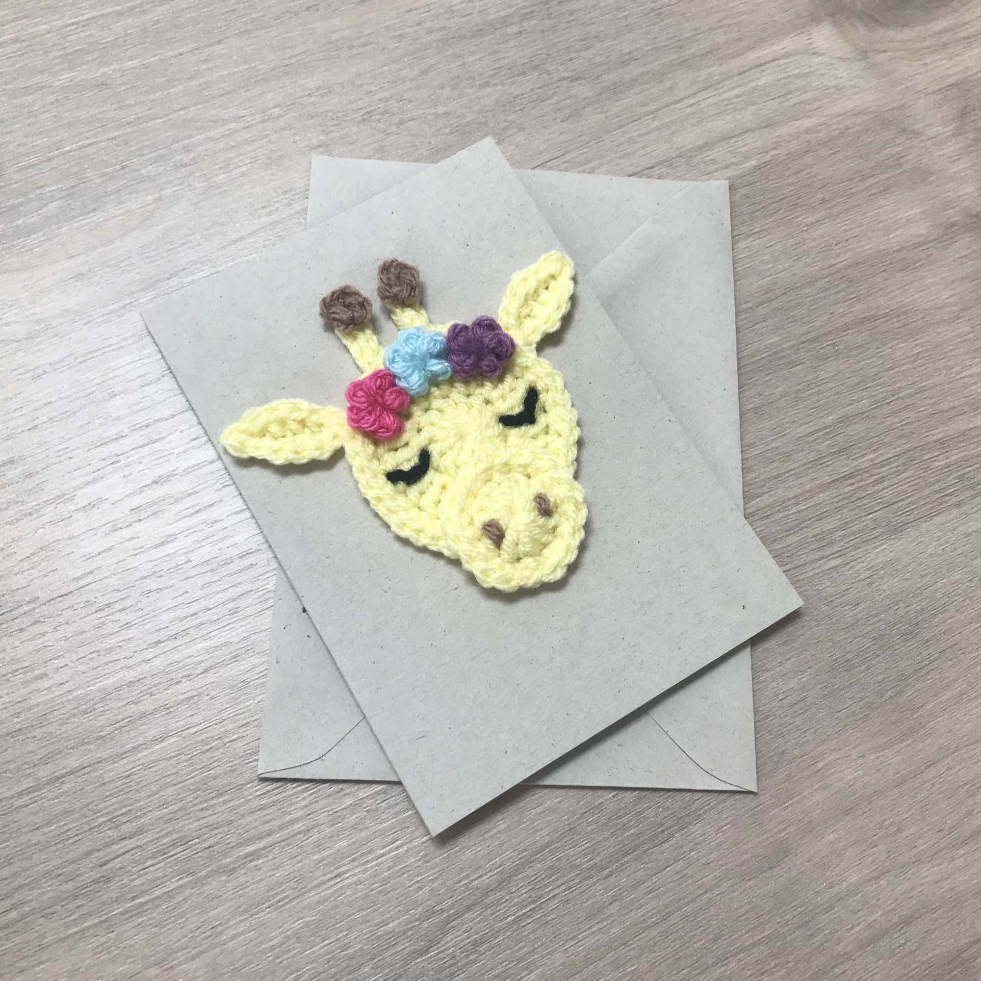 Crochet Giraffe 100% Recycled Greetings Card