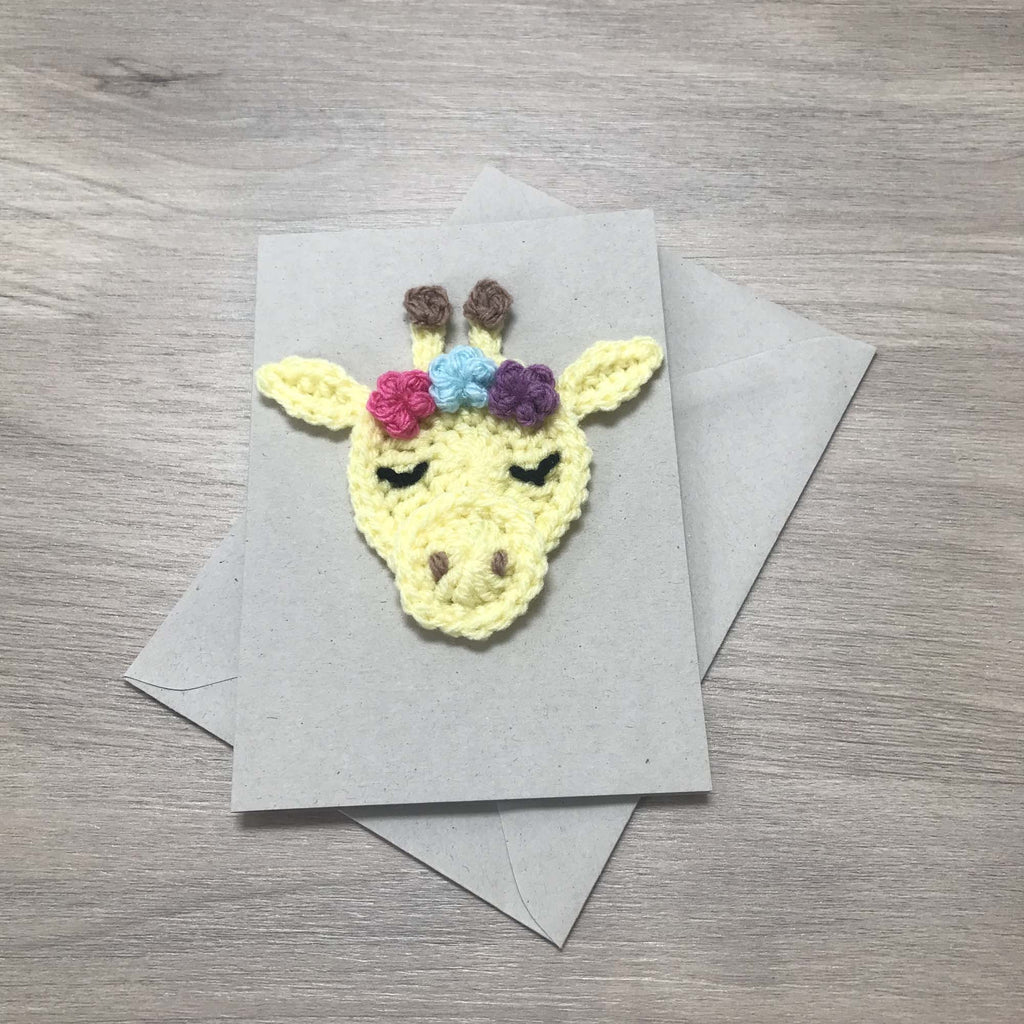 Crochet Giraffe 100% Recycled Greetings Card