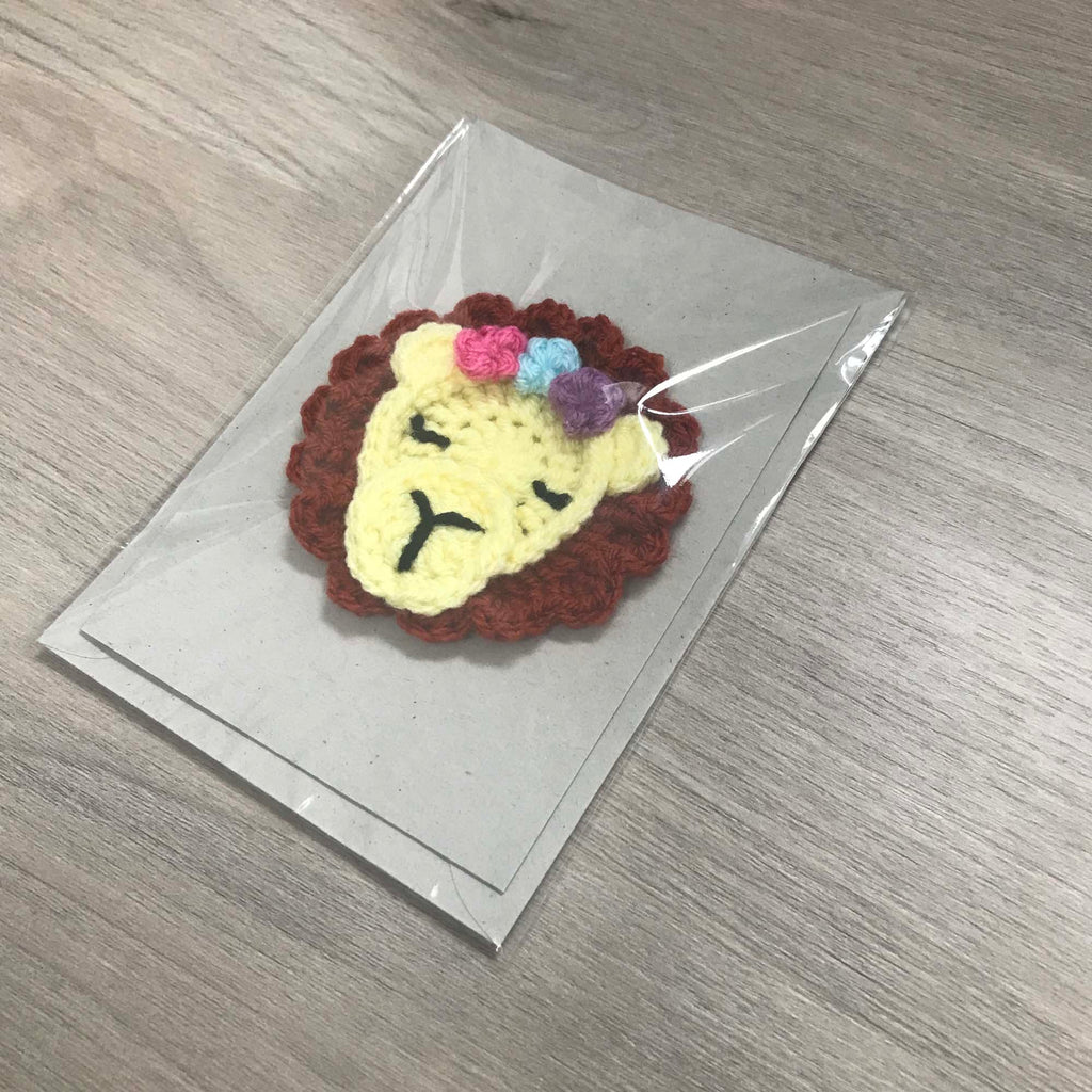 Crochet Lion 100% Recycled Greetings Card