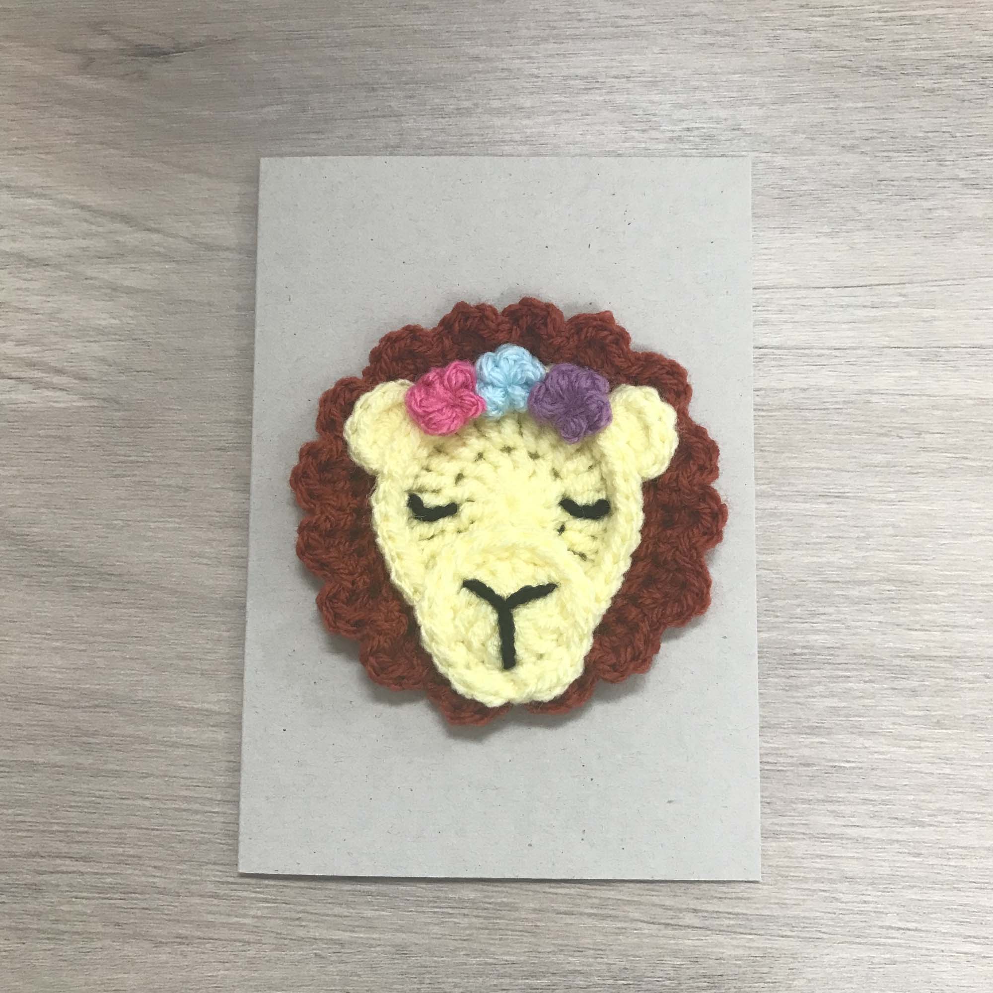 Crochet Lion 100% Recycled Greetings Card