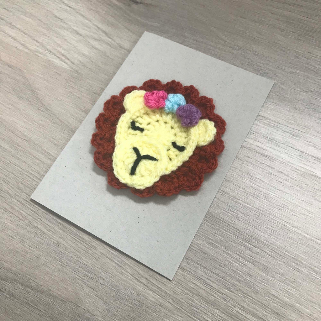 Crochet Lion 100% Recycled Greetings Card