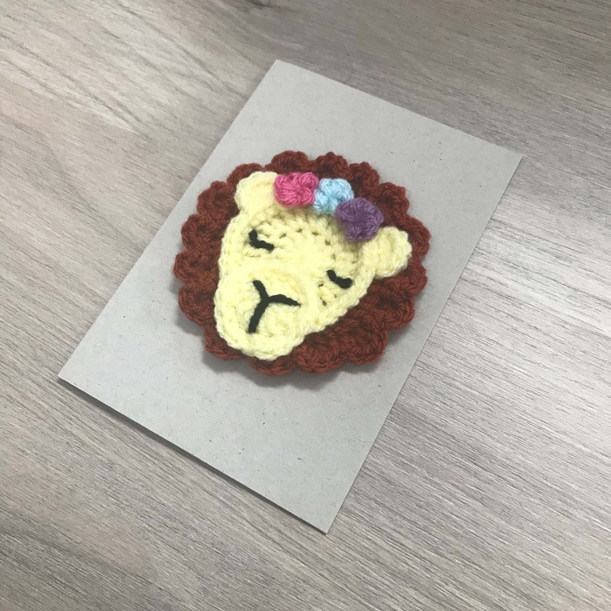 Crochet Lion 100% Recycled Greetings Card
