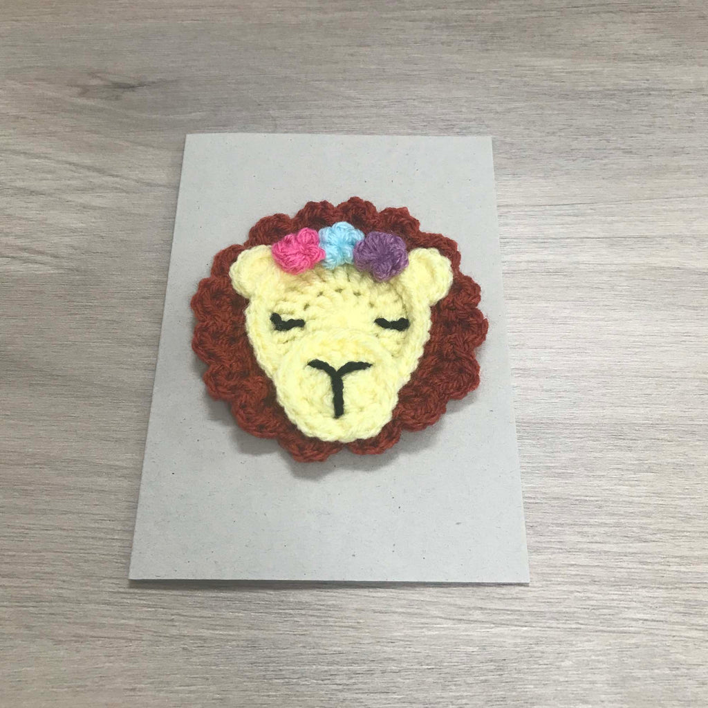 Crochet Lion 100% Recycled Greetings Card