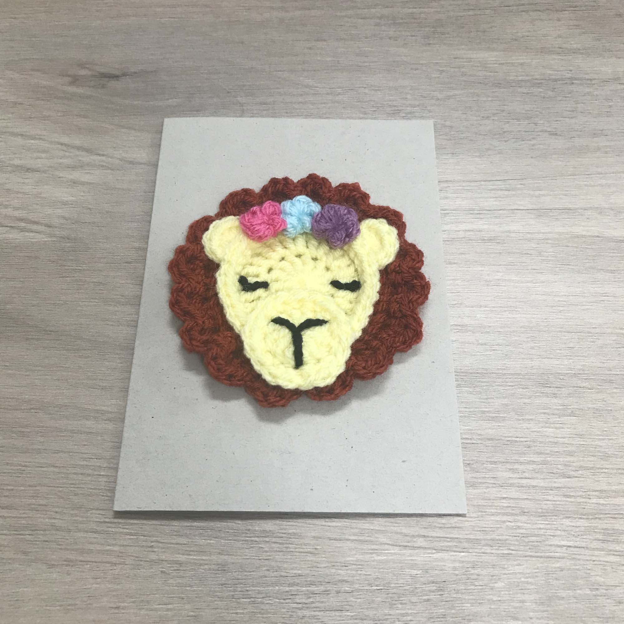 Crochet Lion 100% Recycled Greetings Card