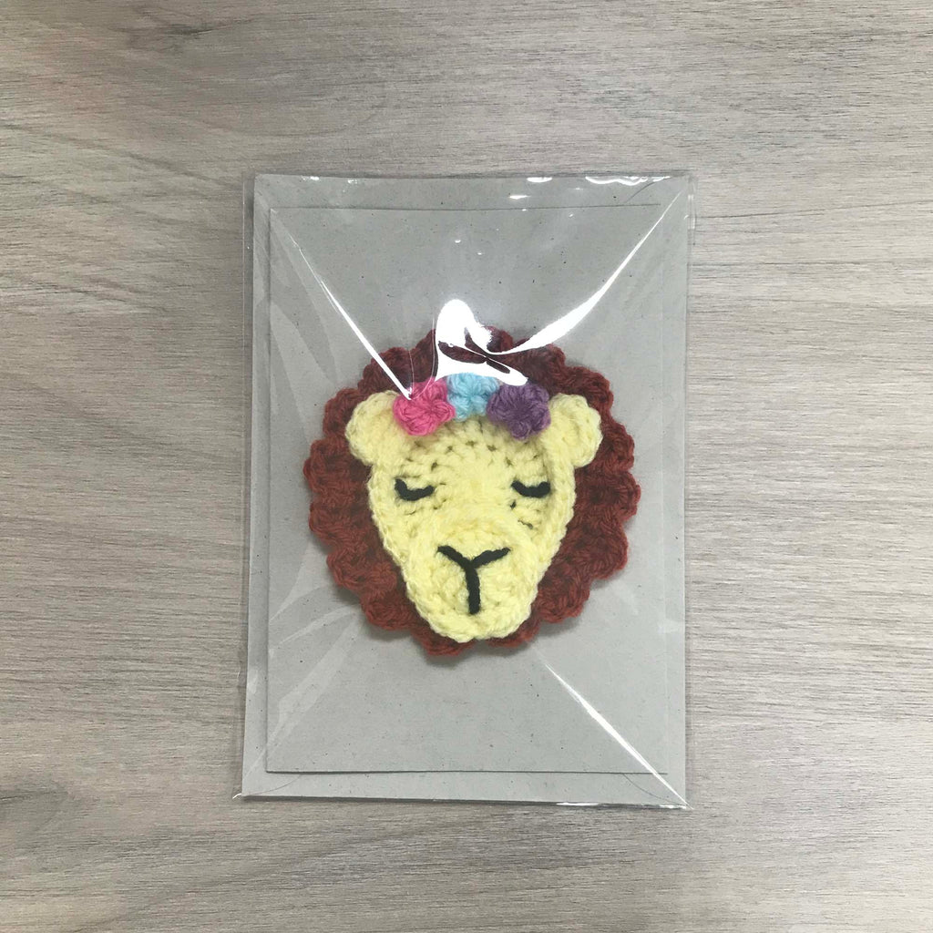 Crochet Lion 100% Recycled Greetings Card