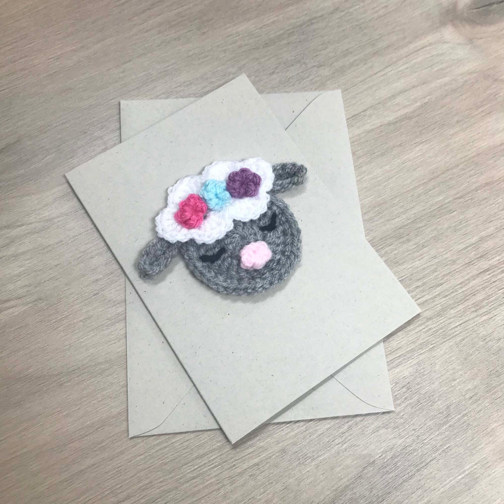 Crochet Sheep 100% Recycled Greetings Card