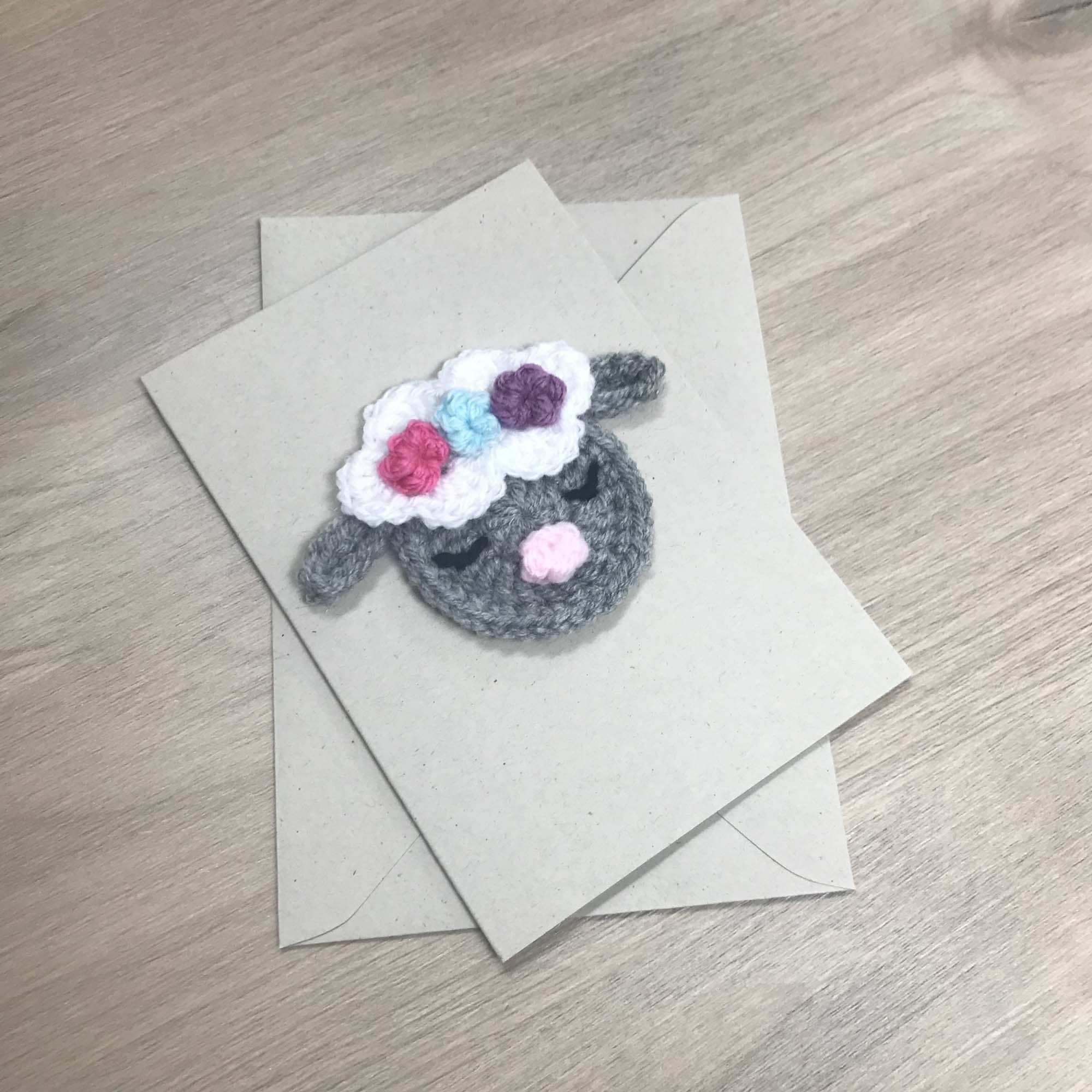 Crochet Sheep 100% Recycled Greetings Card