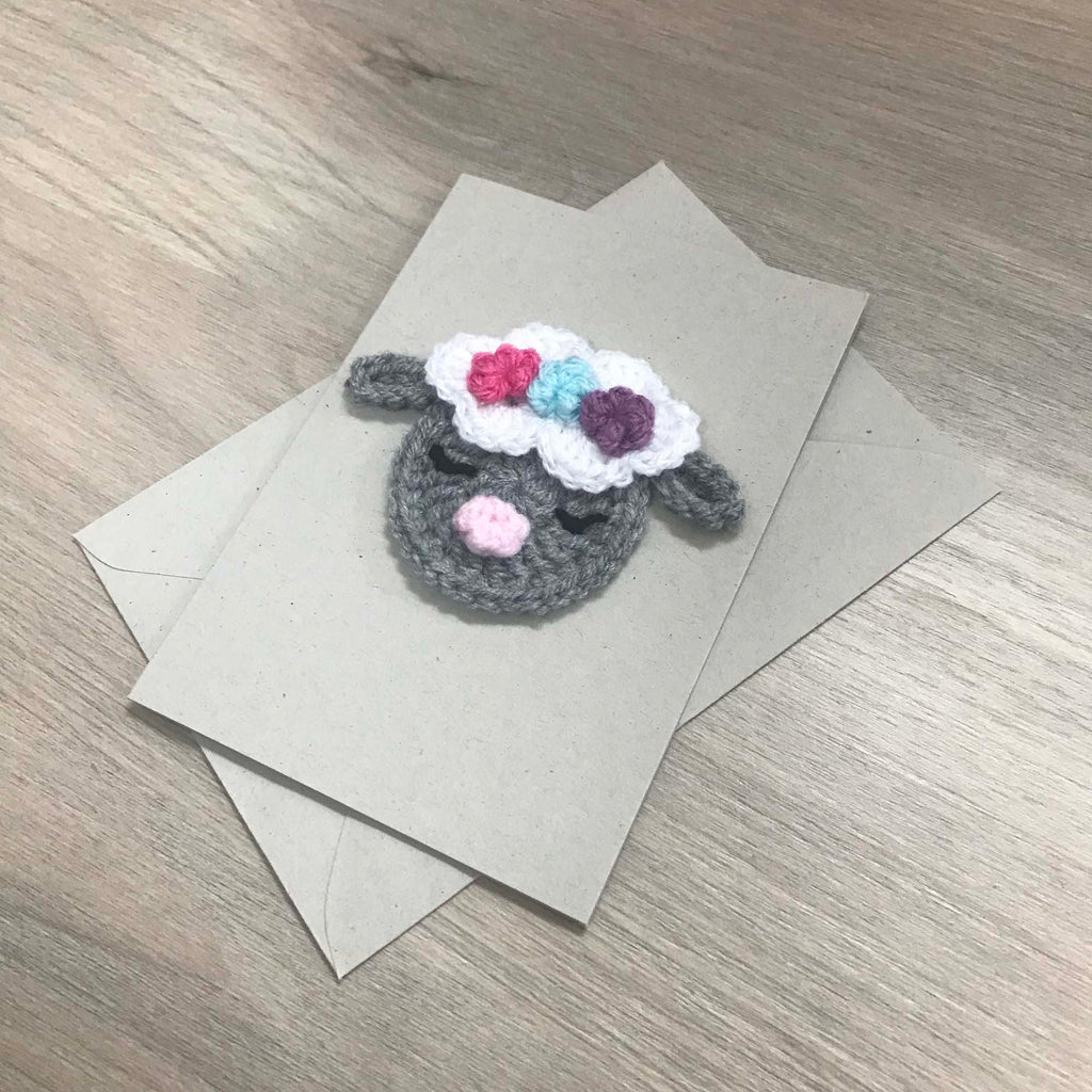 Crochet Sheep 100% Recycled Greetings Card