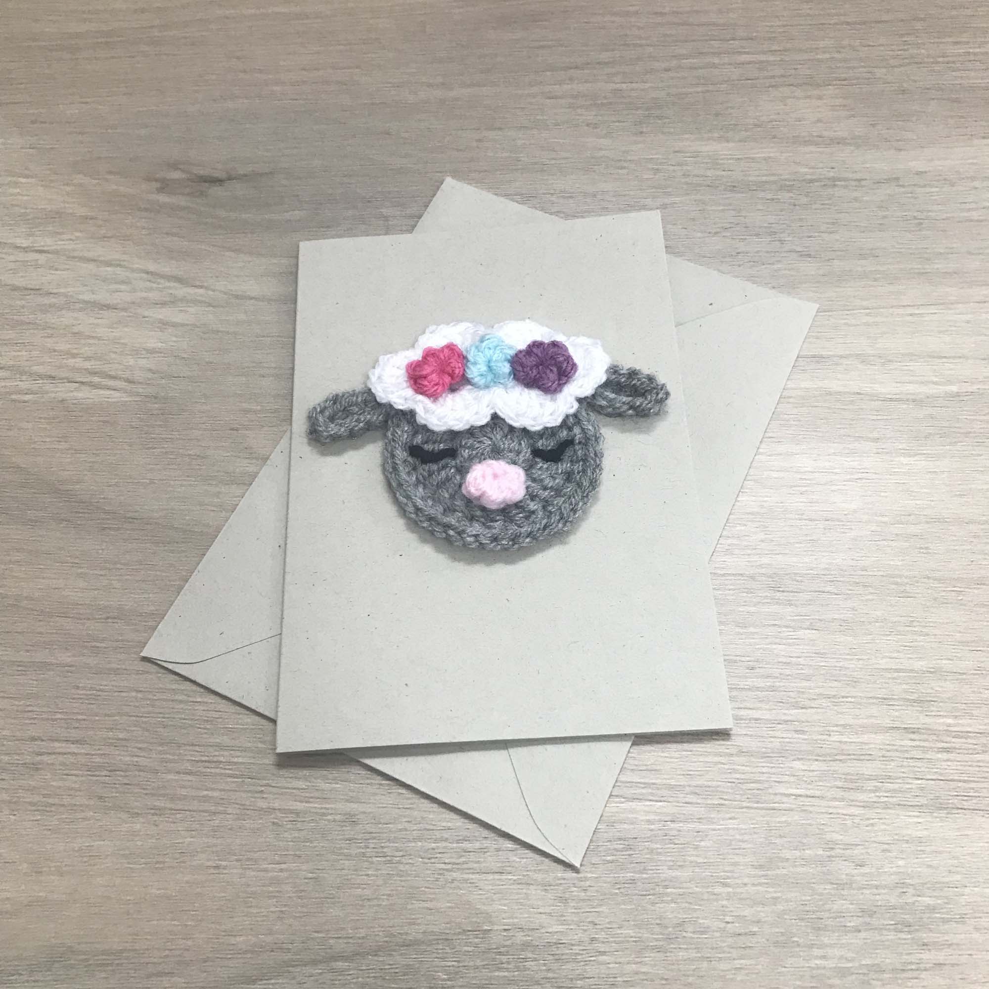 Crochet Sheep 100% Recycled Greetings Card