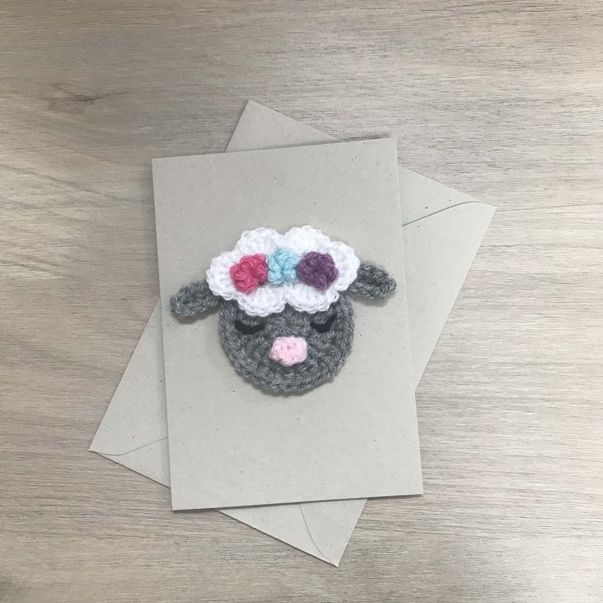 Crochet Sheep 100% Recycled Greetings Card