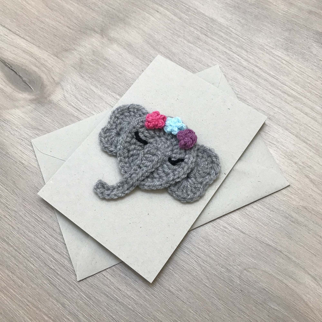 Crochet Elephant 100% Recycled Greetings Card