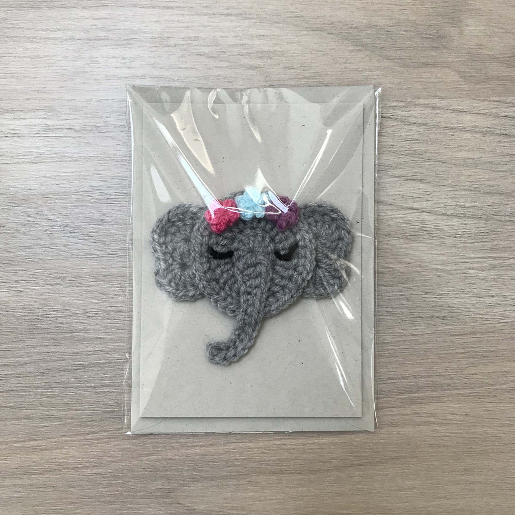 Crochet Elephant 100% Recycled Greetings Card