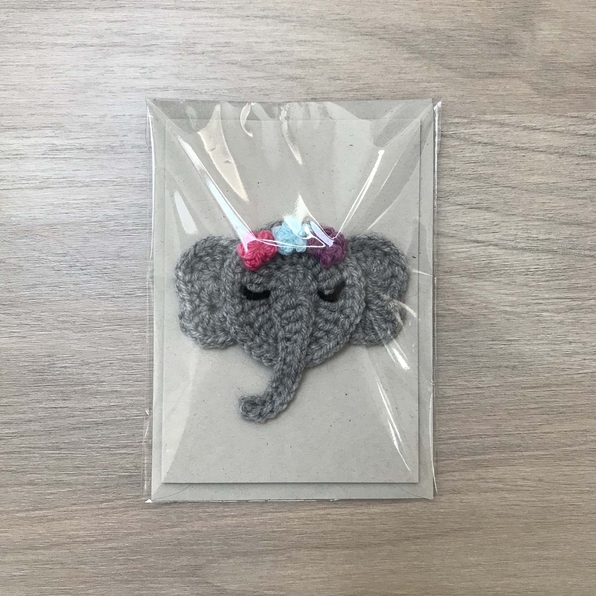 Crochet Elephant 100% Recycled Greetings Card