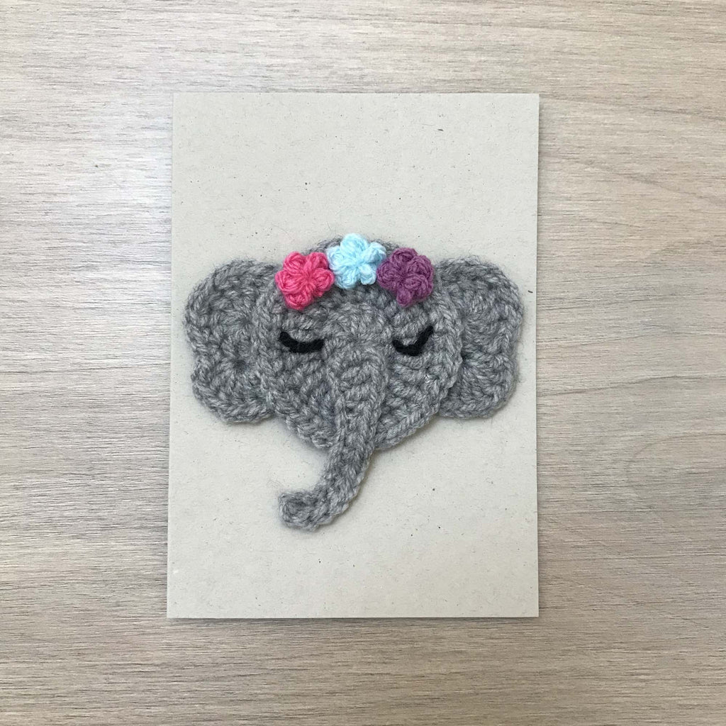 Crochet Elephant 100% Recycled Greetings Card