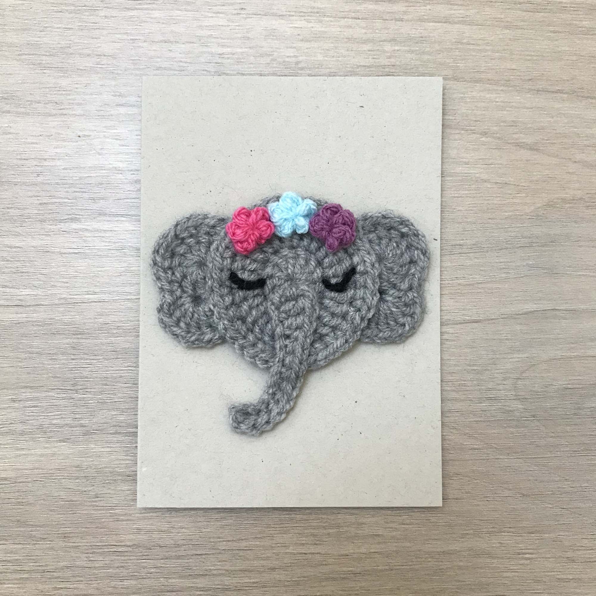 Crochet Elephant 100% Recycled Greetings Card