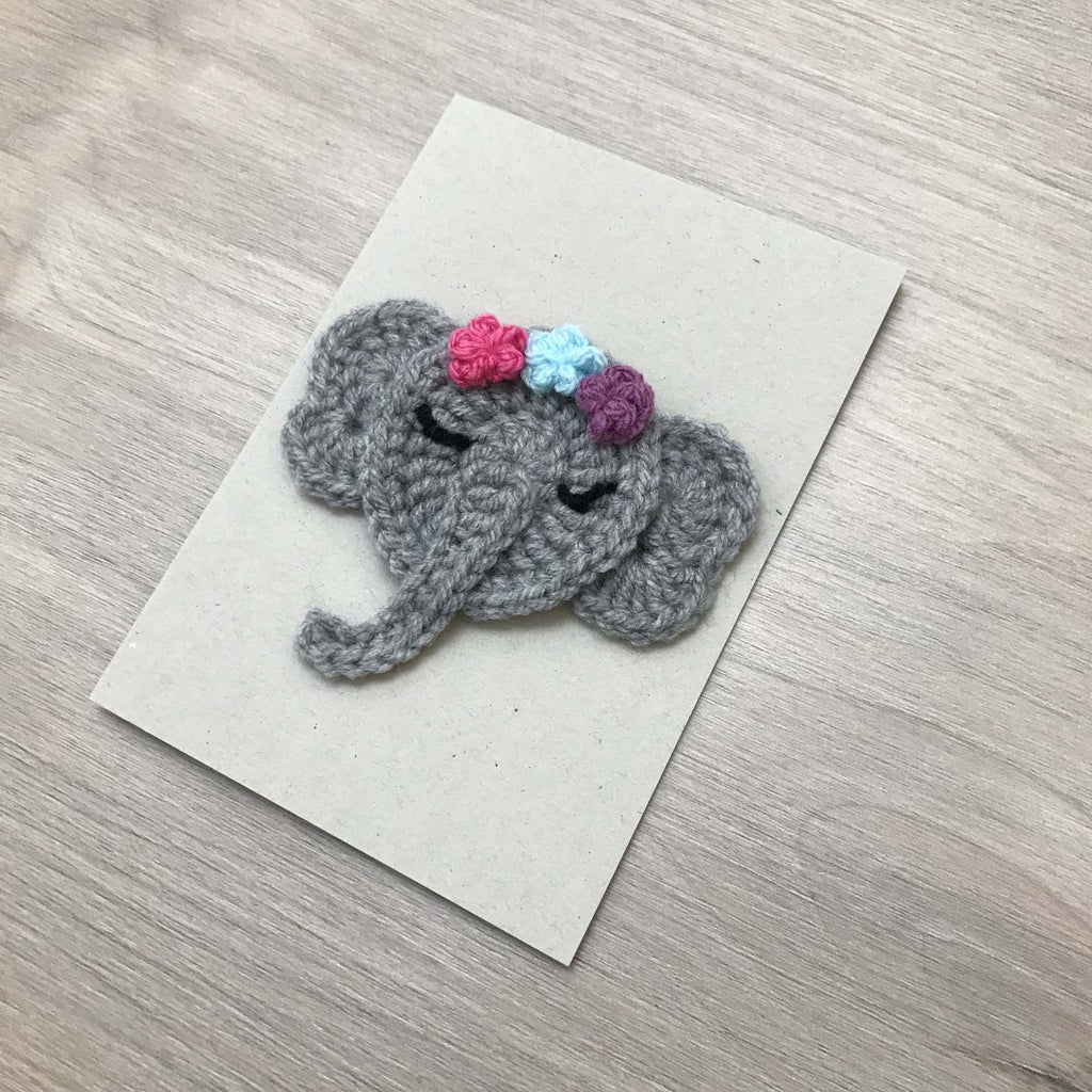 Crochet Elephant 100% Recycled Greetings Card