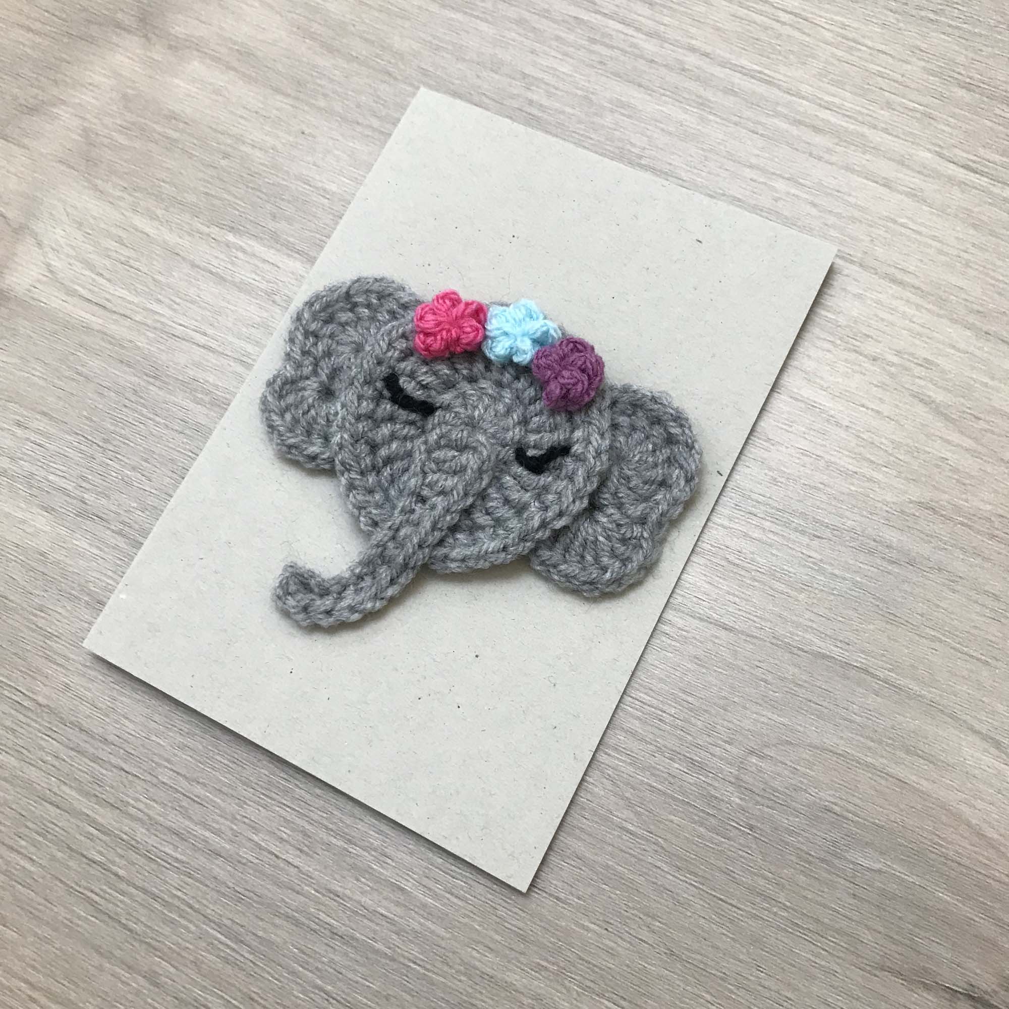 Crochet Elephant 100% Recycled Greetings Card