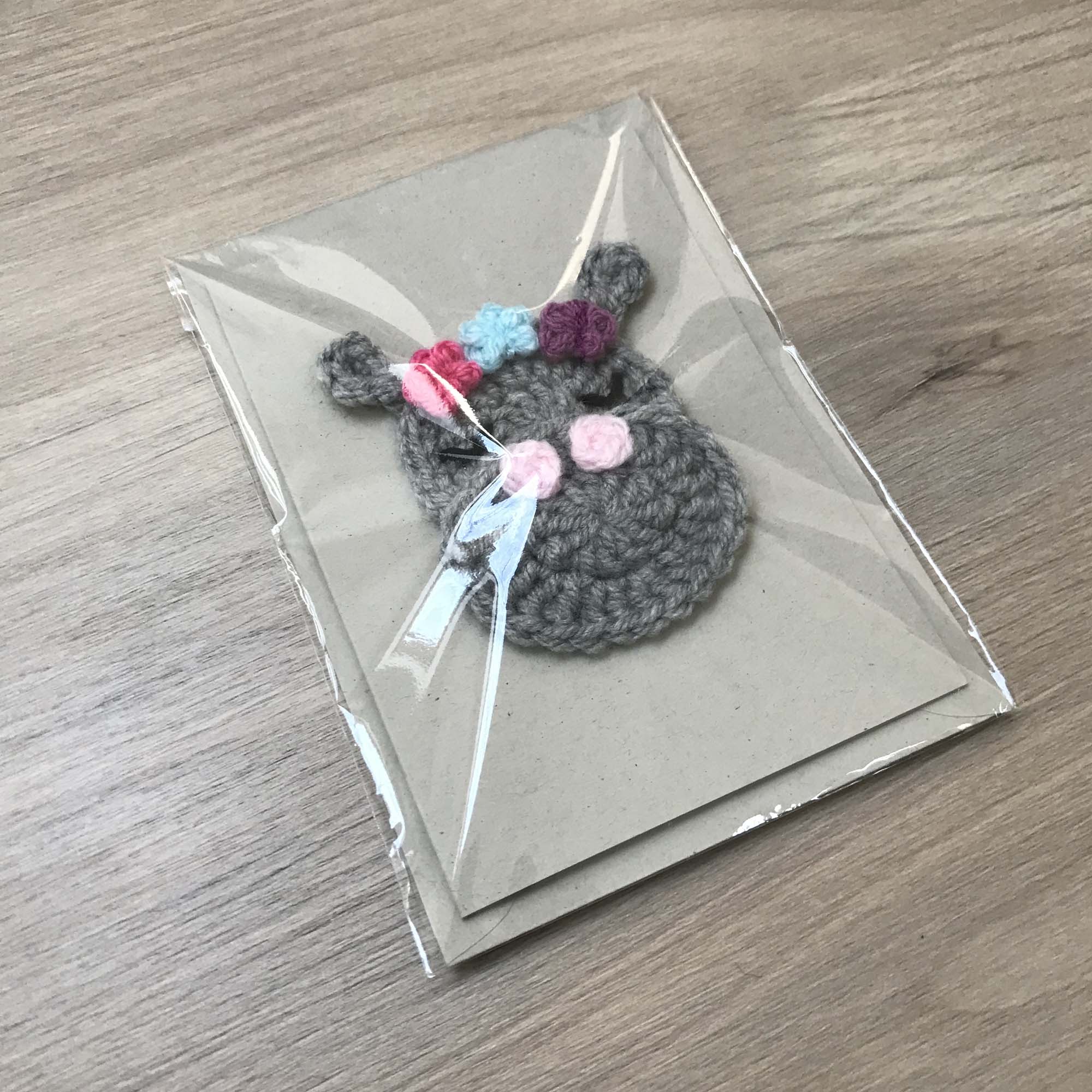 Crochet Hippo 100% Recycled Greetings Card