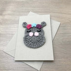 Crochet Hippo 100% Recycled Greetings Card