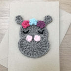 Crochet Hippo 100% Recycled Greetings Card