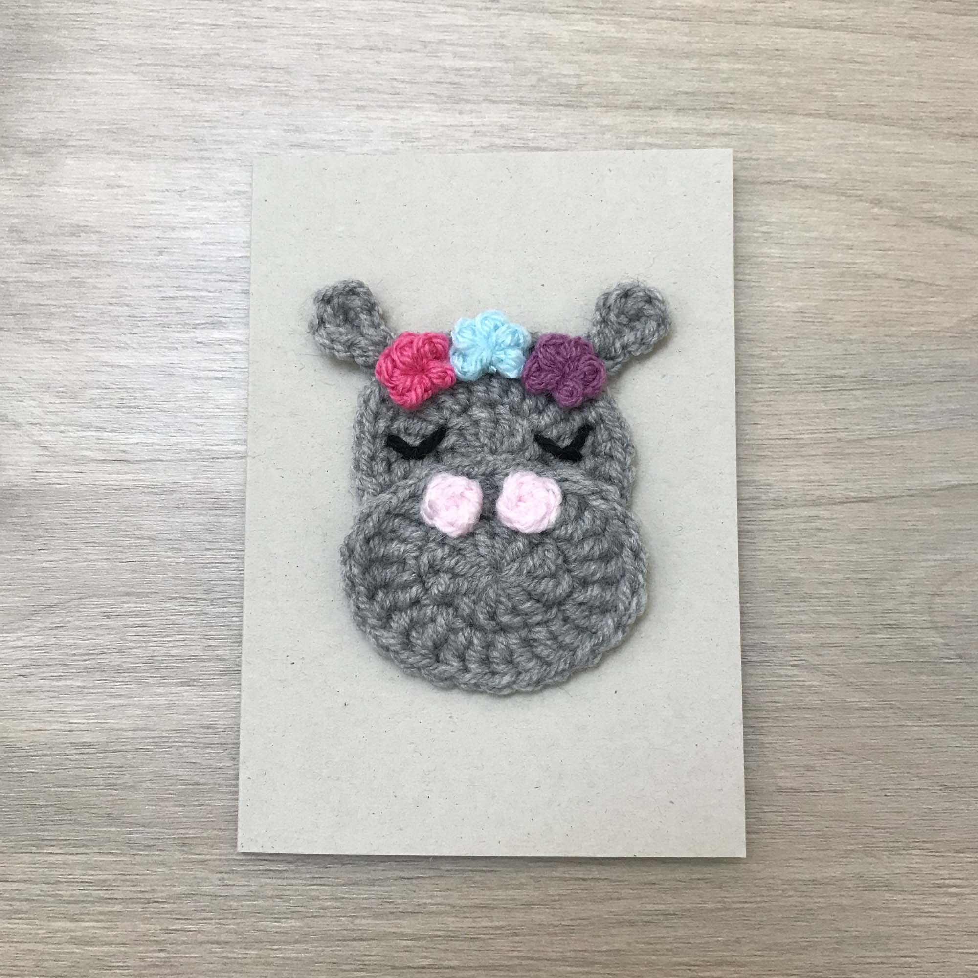 Crochet Hippo 100% Recycled Greetings Card