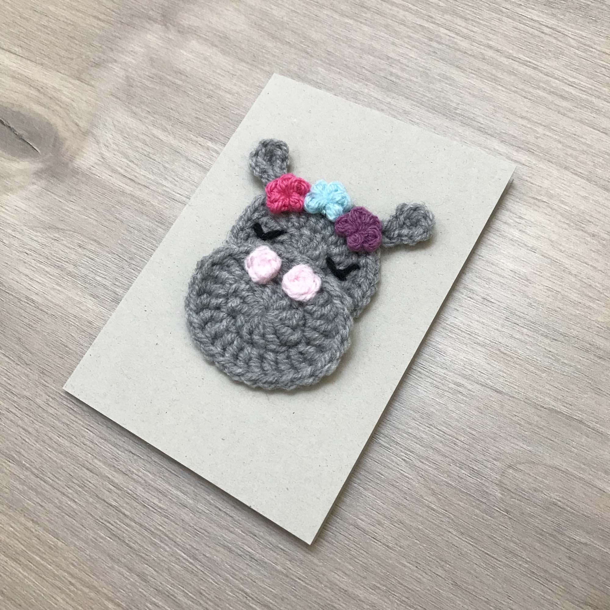 Crochet Hippo 100% Recycled Greetings Card