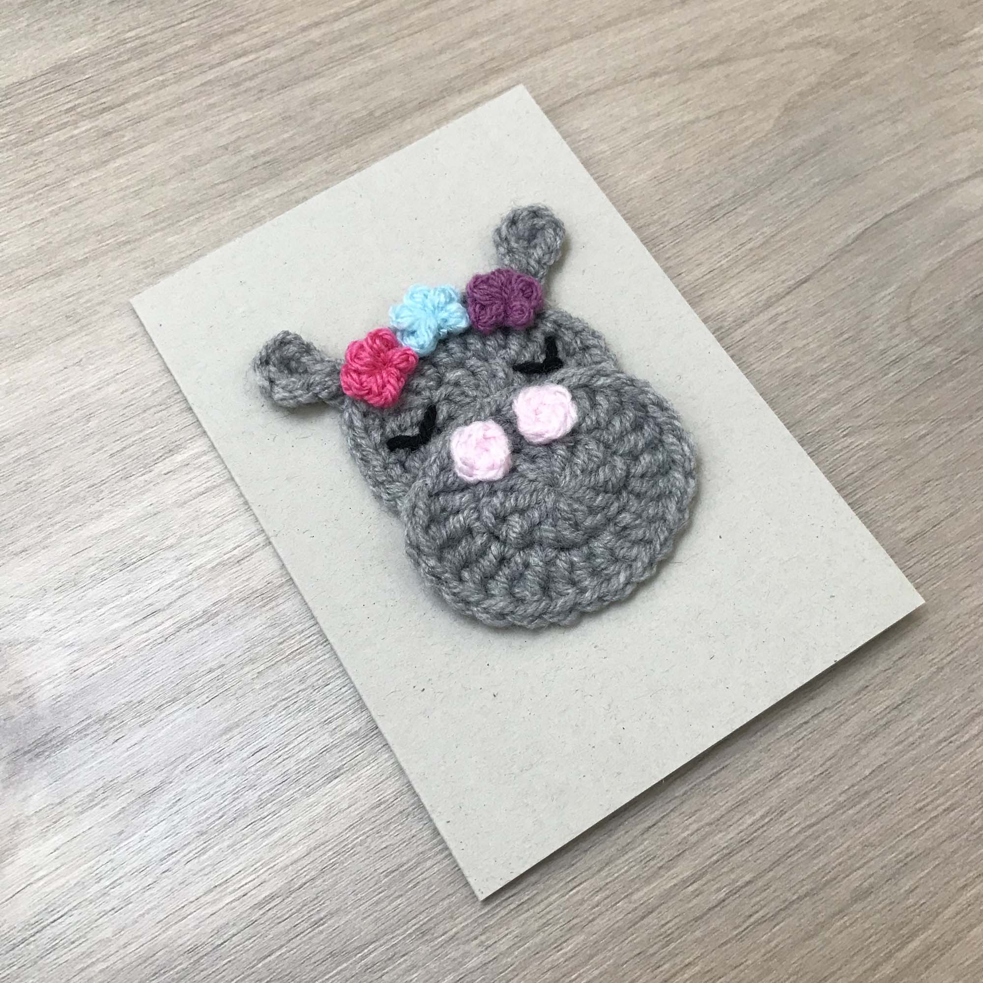 Crochet Hippo 100% Recycled Greetings Card
