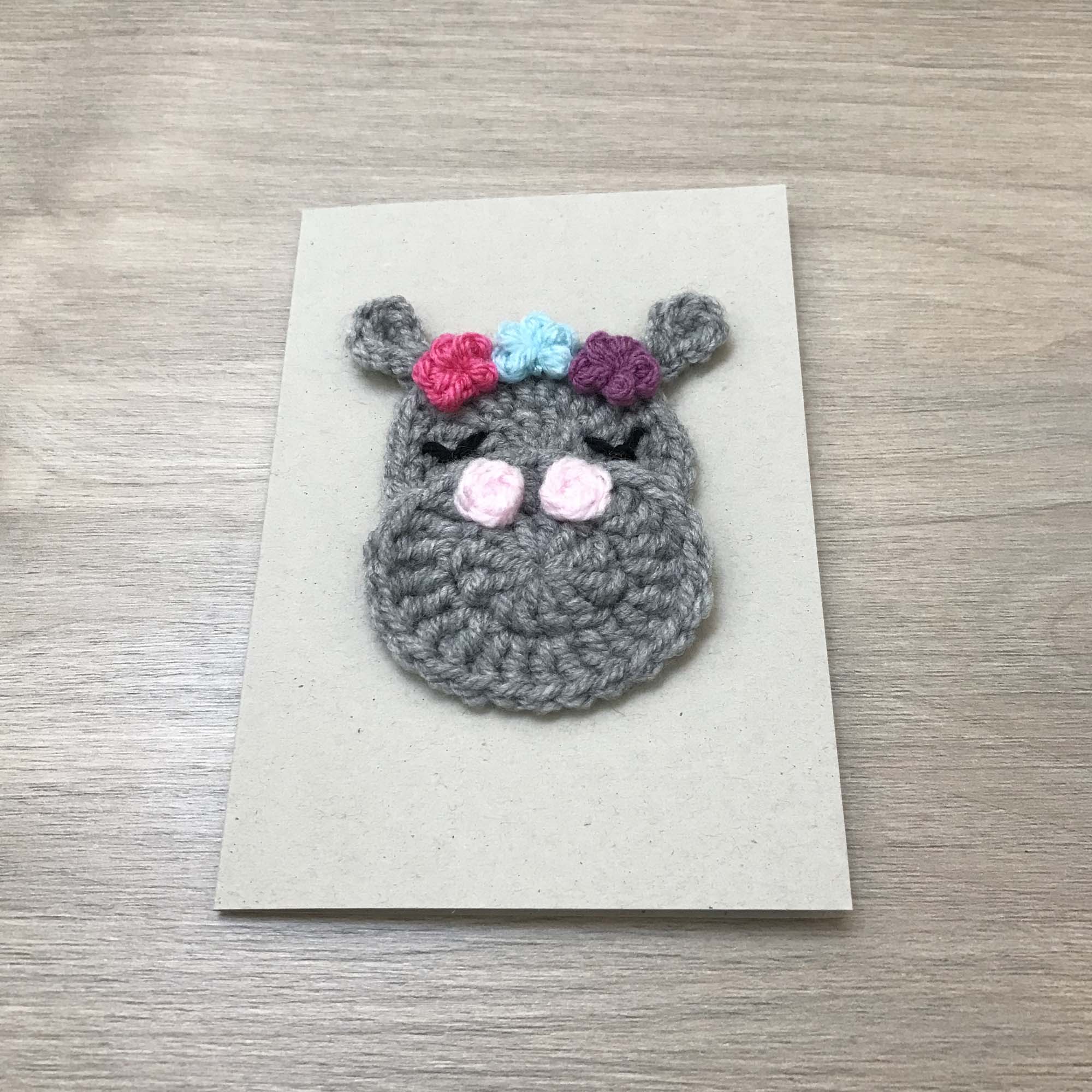 Crochet Hippo 100% Recycled Greetings Card